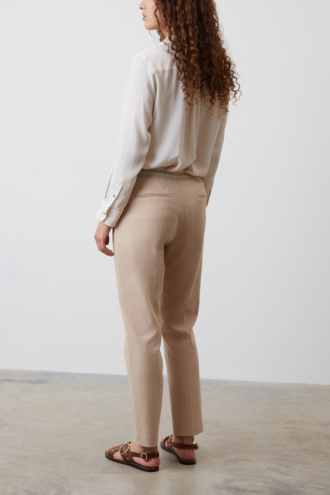 Pantalon droit en coton et dos élastiqué - ELGA Faume - seconde main