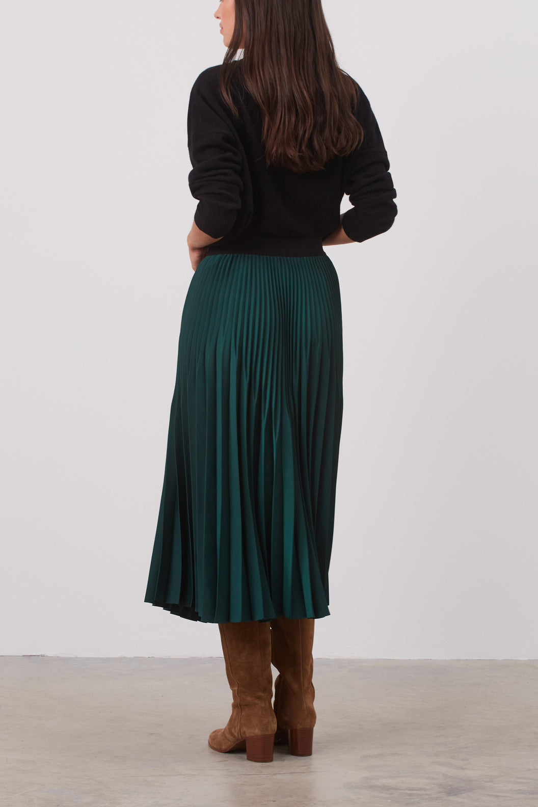 Jupe mi-longue plissée soleil - BRUNE Faume - seconde main