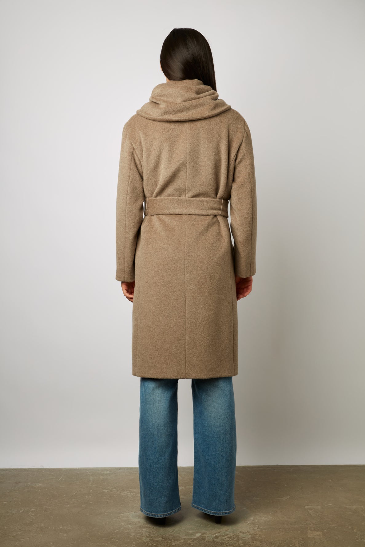 Manteau col châle en laine vierge et angora - SEMRA Faume - seconde main