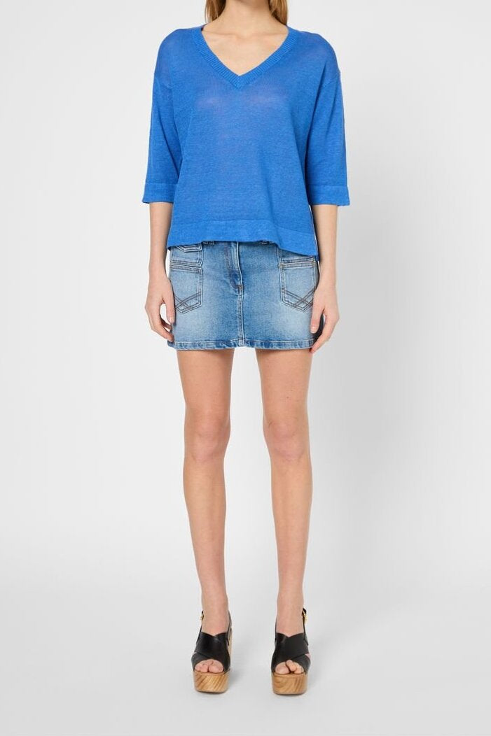 Pull V ample en lin - JOSIANE Faume - seconde main