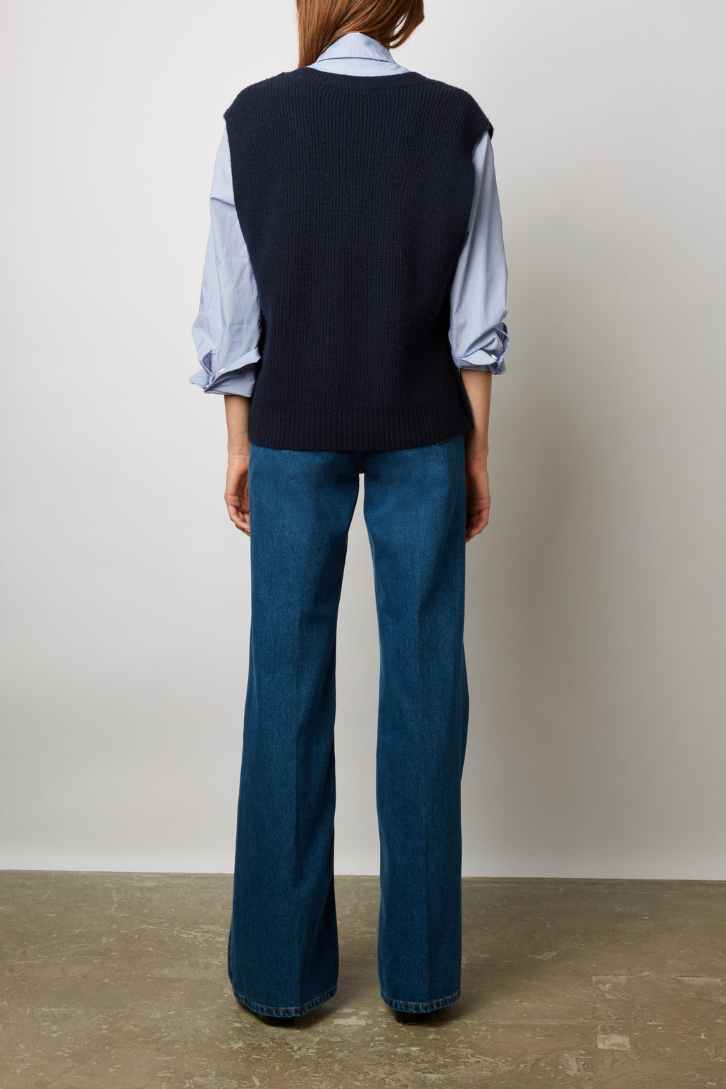 Pull V sans manche en laine à côtes - LUCCIA Faume - seconde main