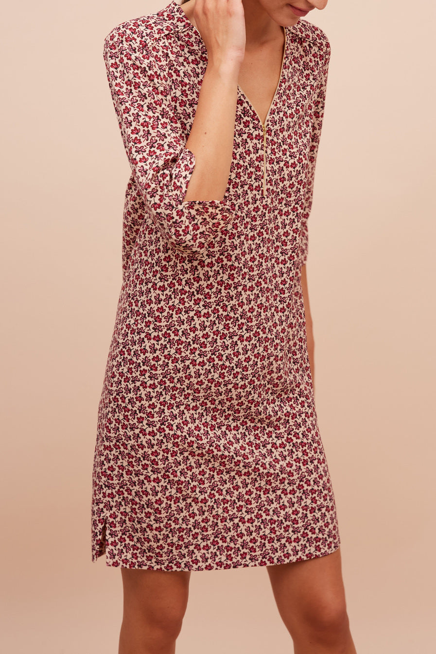 Robe fleurie avec encolure zippée - JAHLYA Faume - seconde main