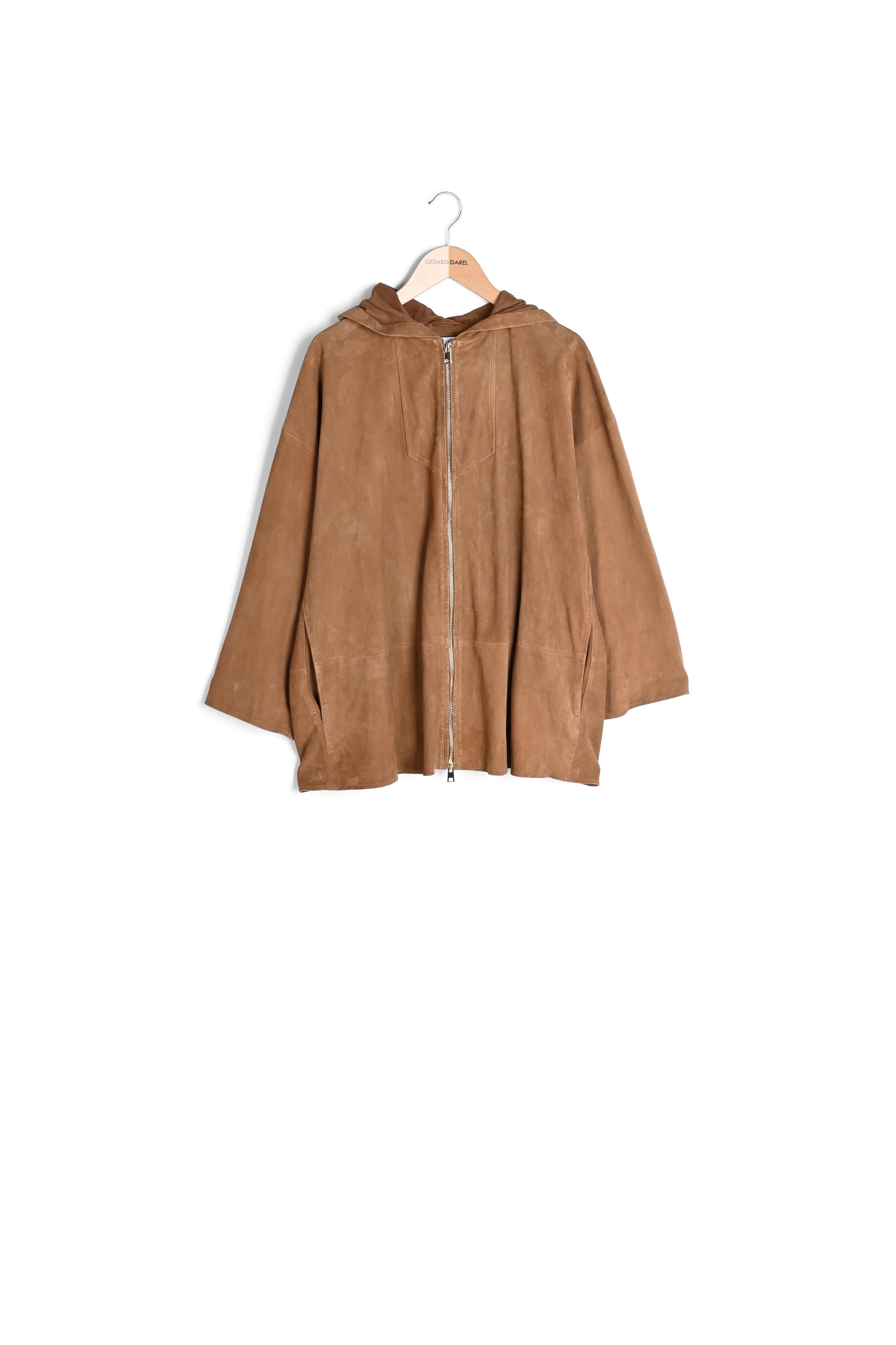 Manteau à capuche en cuir velours - JENIFER Faume - seconde main