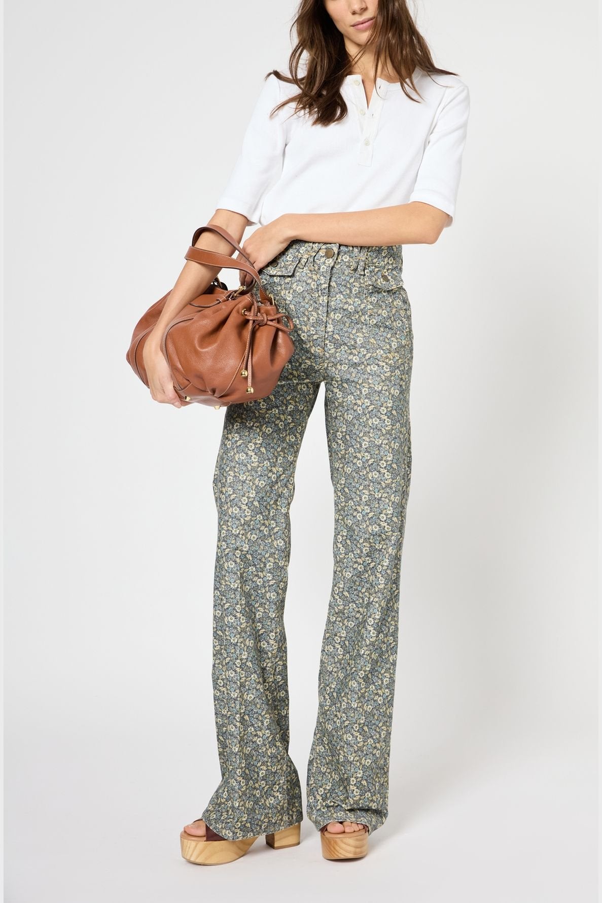 Jean flare en velours à fleurs LIANNA Faume - seconde main