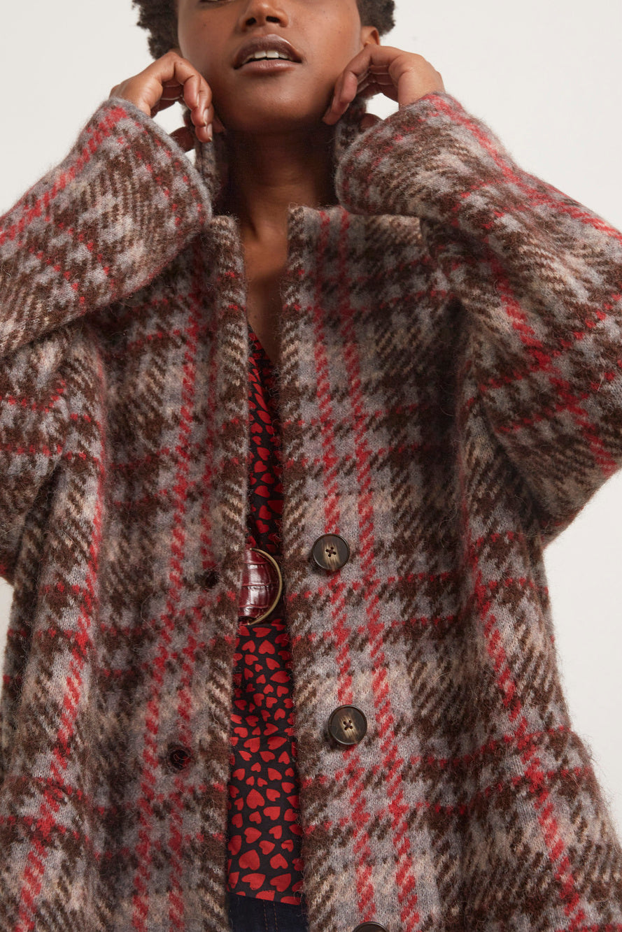 Manteau oversize en laine pied-de-coq Faume - seconde main