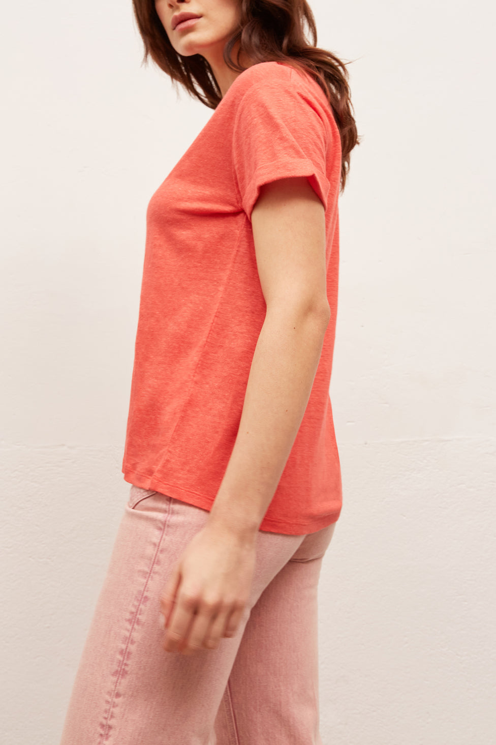 JOYA - Tee-shirt V en lin Faume - seconde main