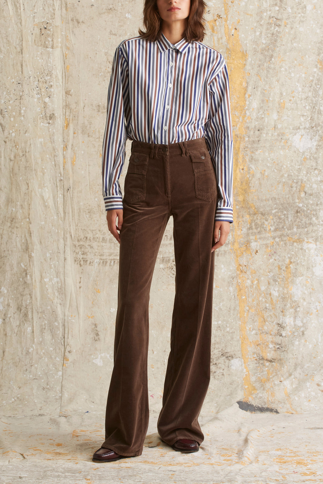 Pantalon flare taille haute en velours - ANNA Faume - seconde main