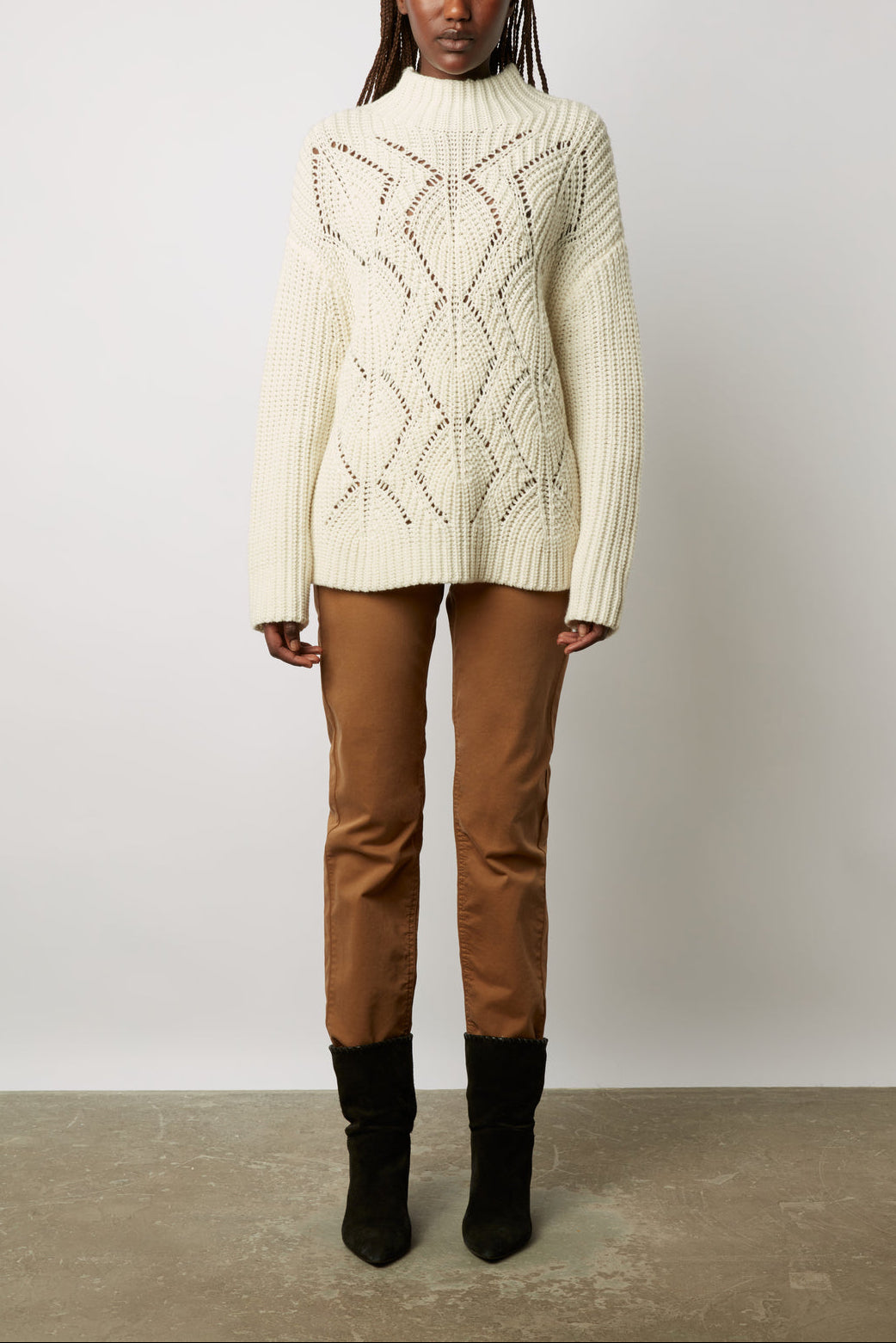 Pull col montant à torsades - LAURELIA Faume - seconde main