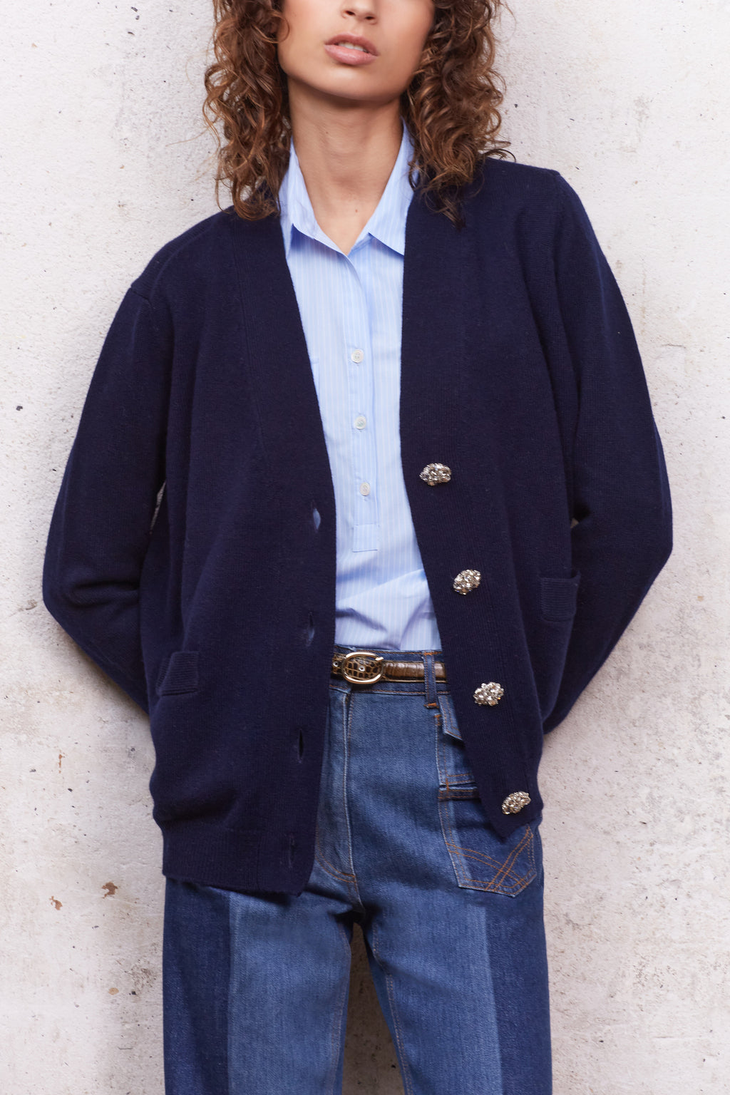 Gilet en laine et cachemire avec boutons bijoux - LEXANE Faume - seconde main
