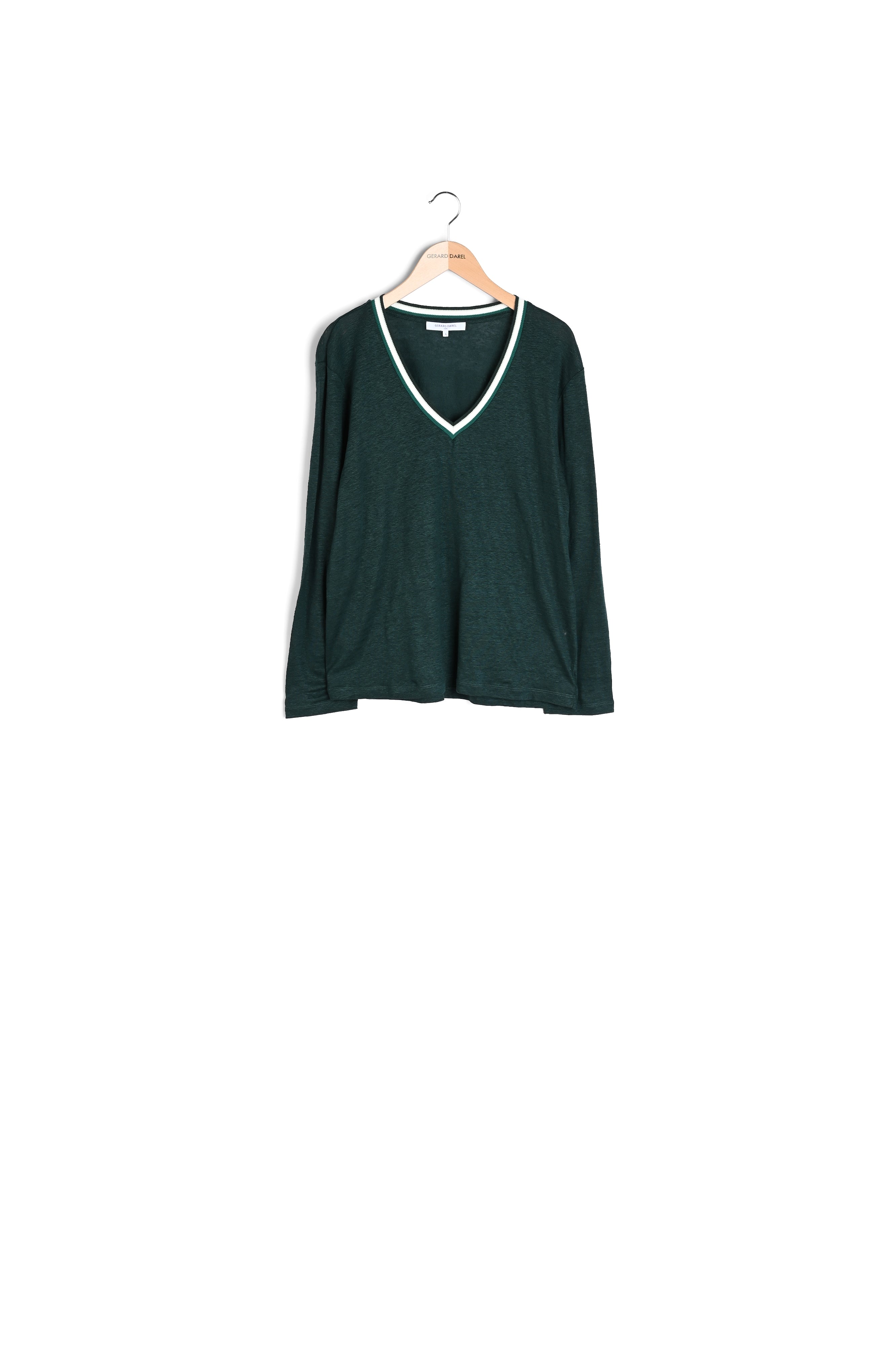 Tee-shirt en maille de lin à col fantaisie - AMELY Faume - seconde main