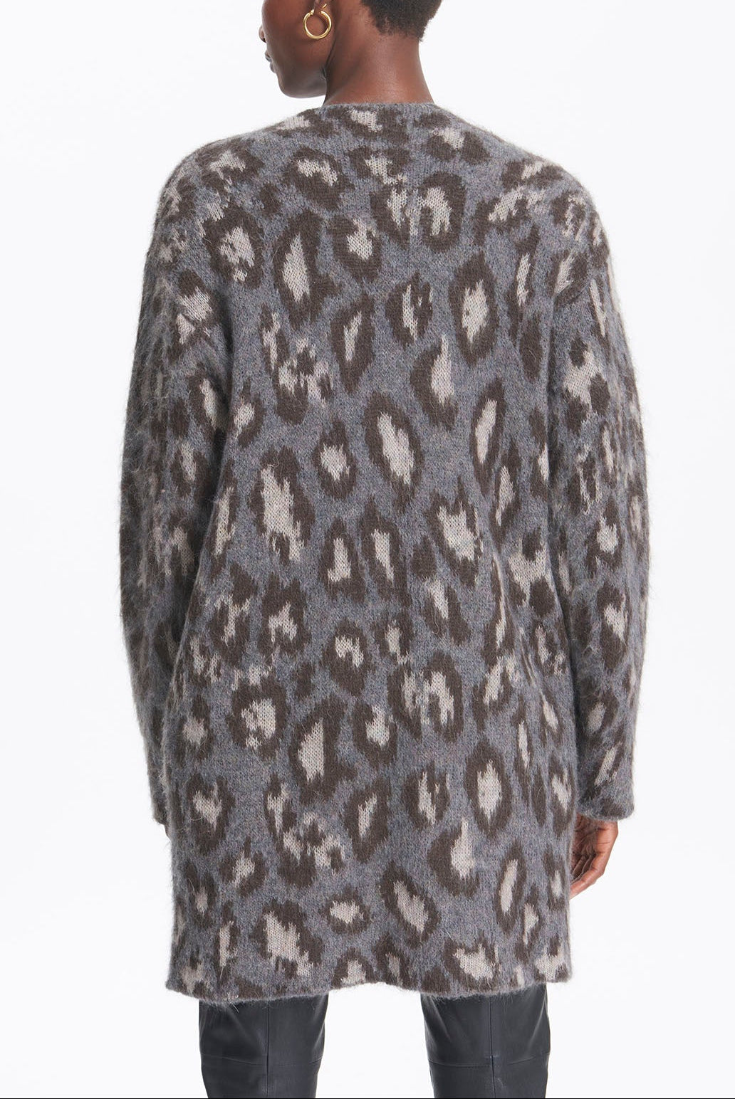 SARA - Gilet oversize en laine léopard Faume - seconde main