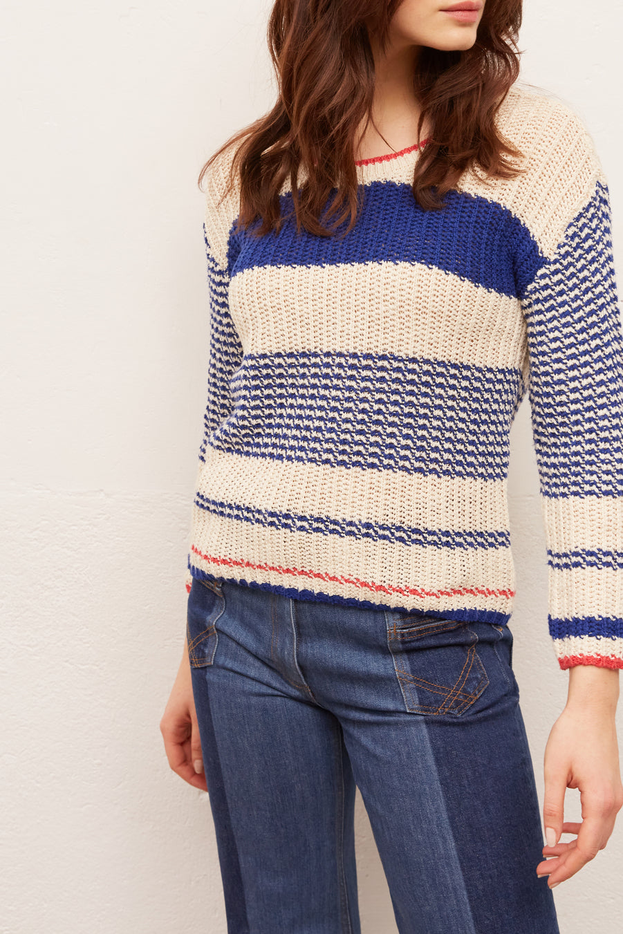 ERMINA - Pull en coton et lin à rayures Faume - seconde main