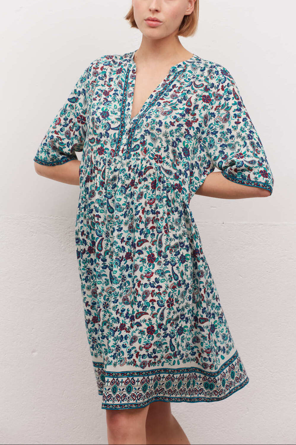 Longue à imprimé floral - Robe mi Faume - seconde main