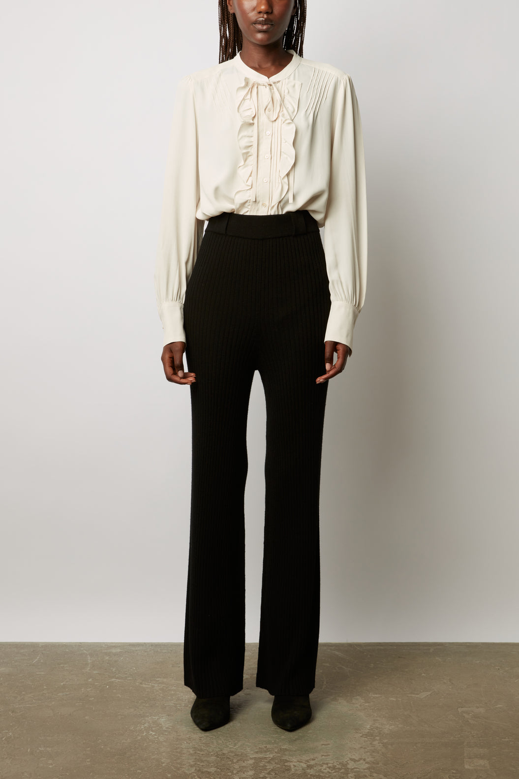 Pantalon large en maille côtelée - EMALIA Faume - seconde main