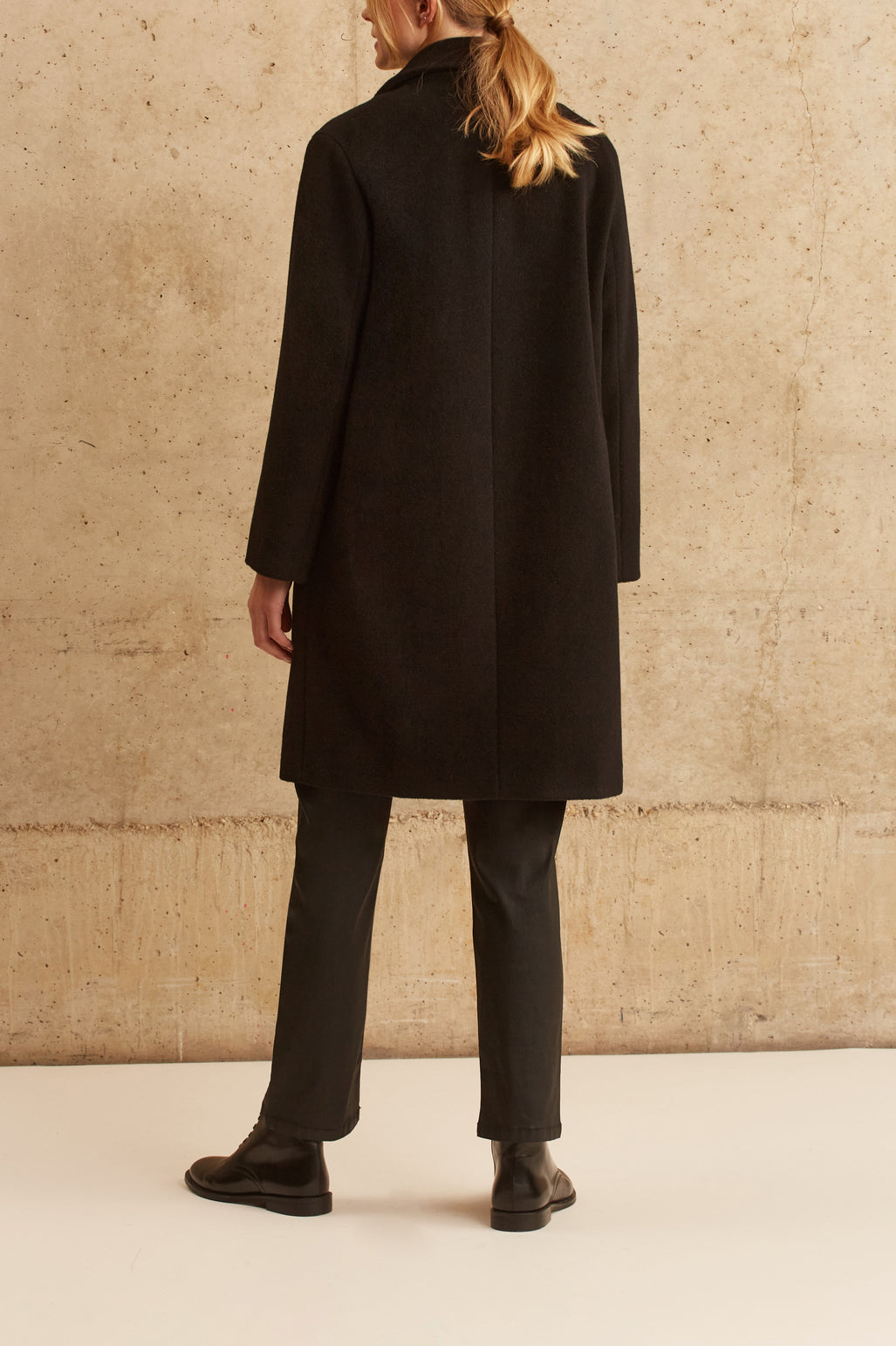Manteau droit en drap de laine mélangée - SIMONA Faume - seconde main