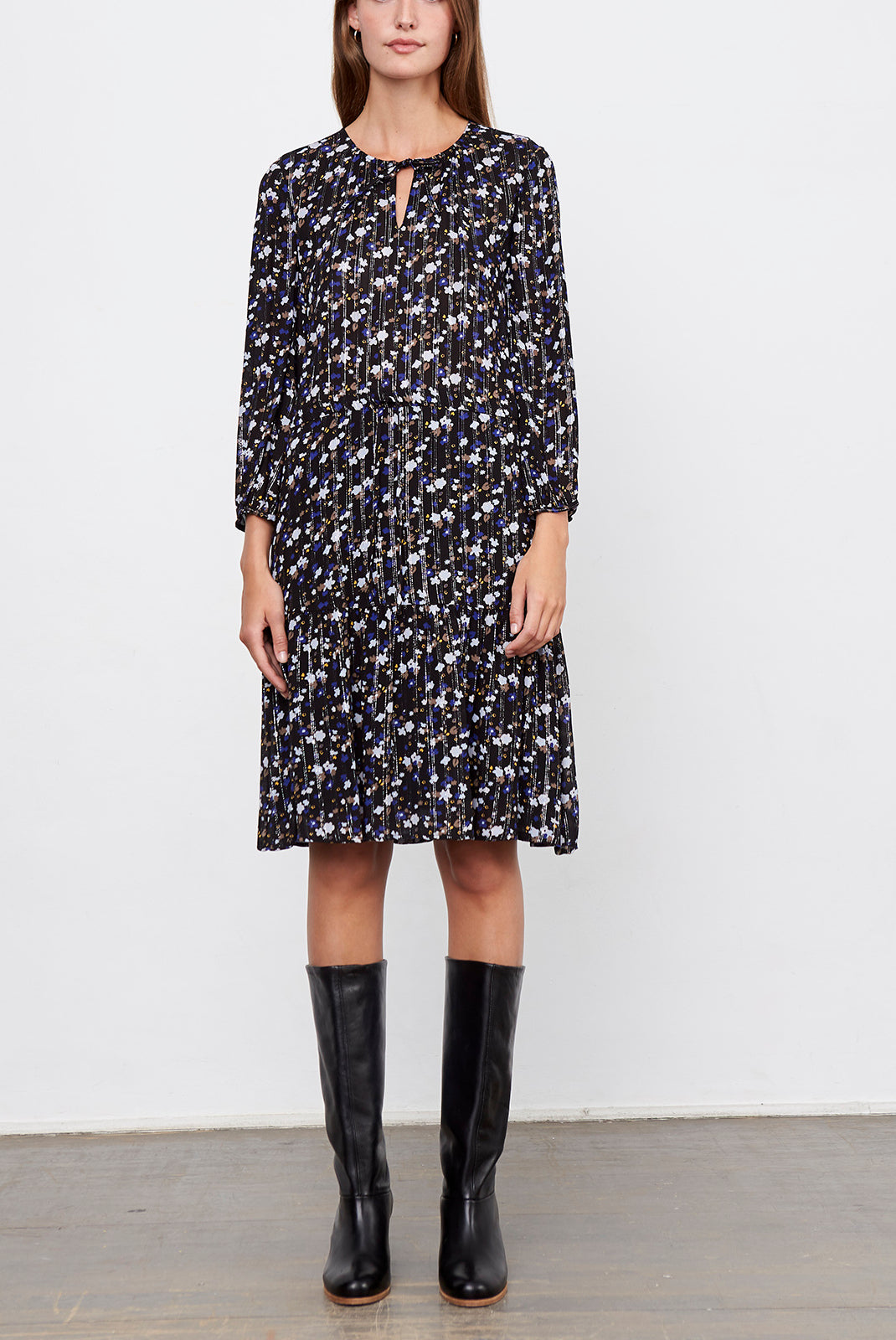 DANIELA - Robe volantée en crêpe Faume - seconde main