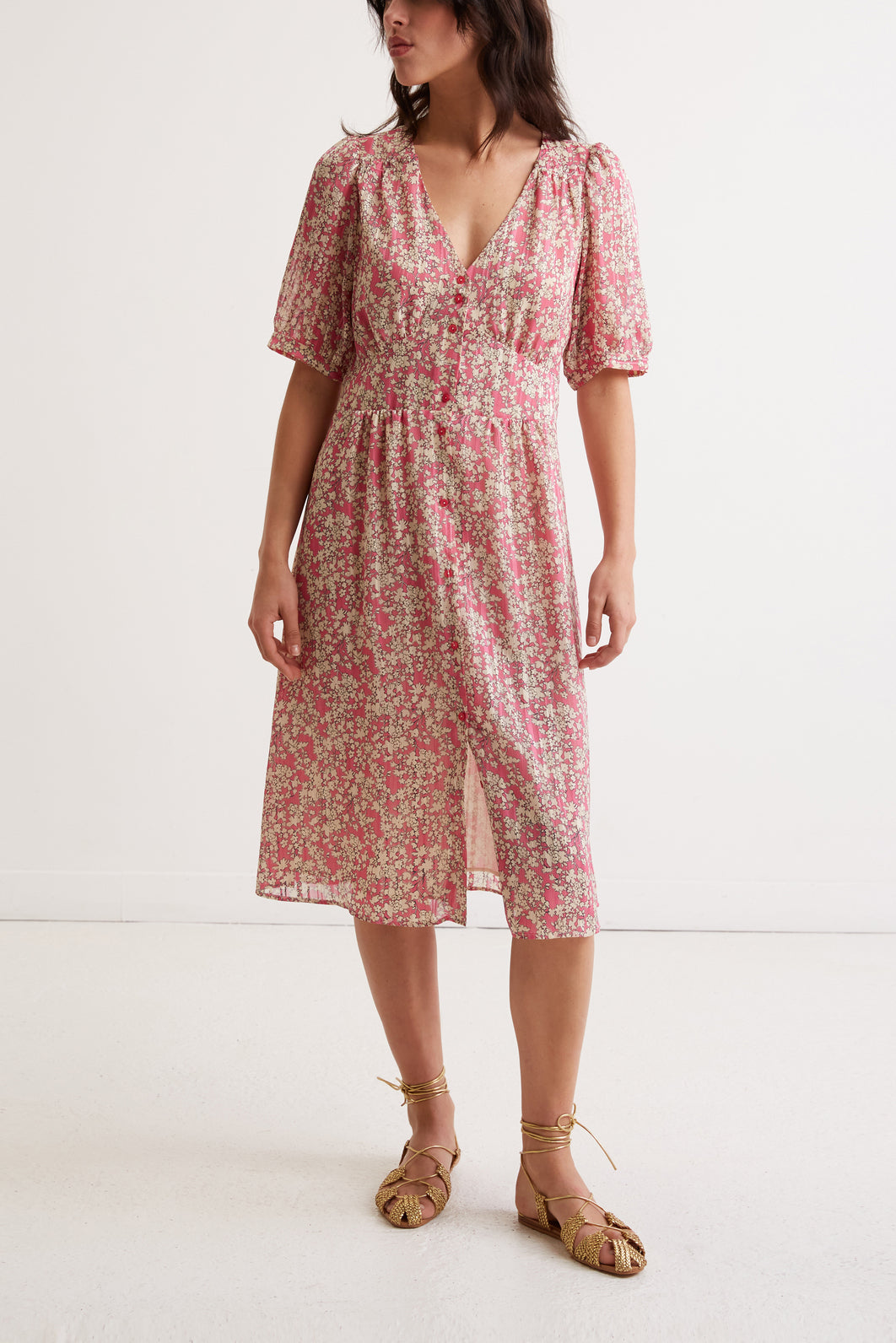 Robe mi-longue à fleurs - JAMES Faume - seconde main