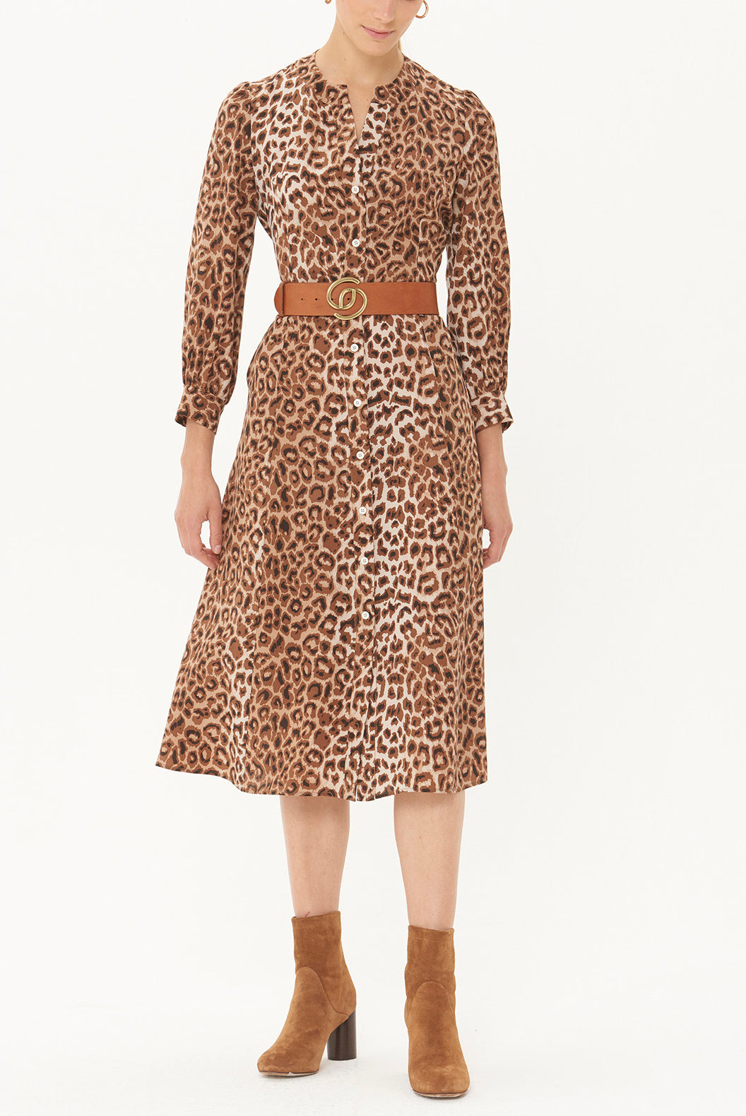 DARIELLE - Robe léopard en soie Faume - seconde main