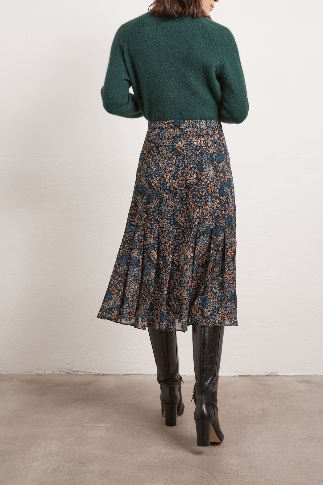 Melissa - Jupe midi imprimée avec Lurex et plis Faume - seconde main