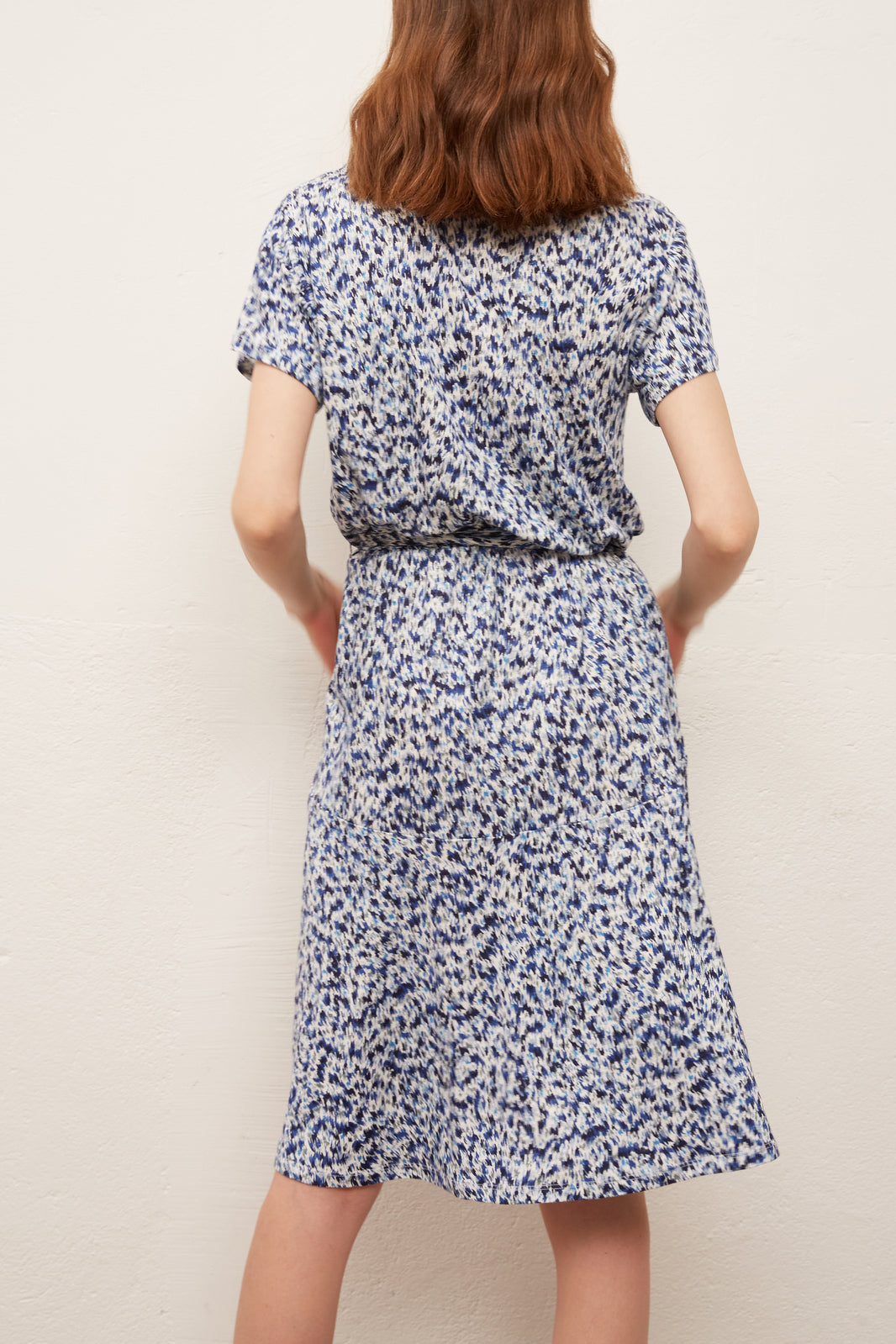 SAPHIA - Robe midi imprimée en lin Faume - seconde main