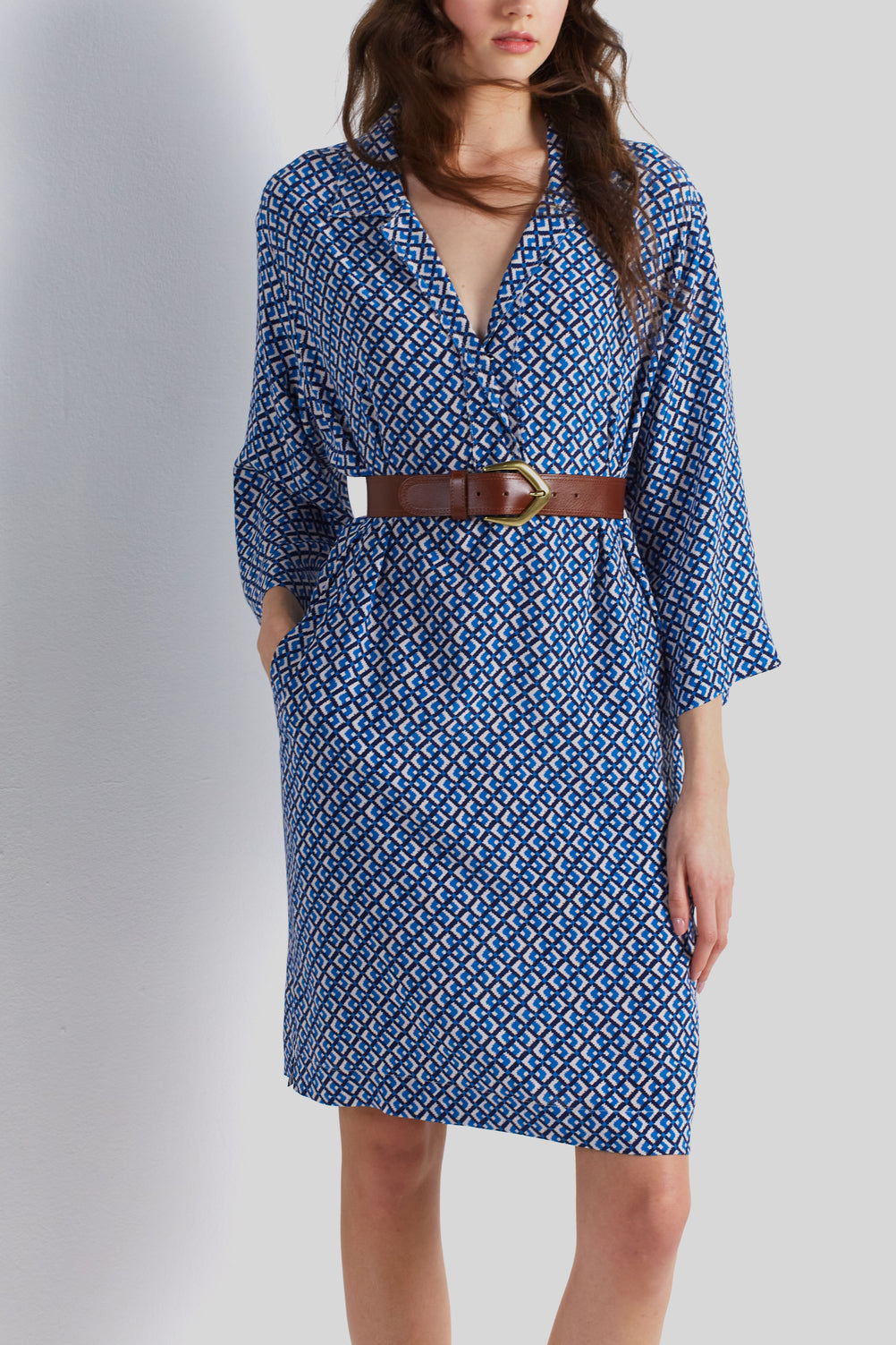 Robe en soie à motif - JERI Faume - seconde main