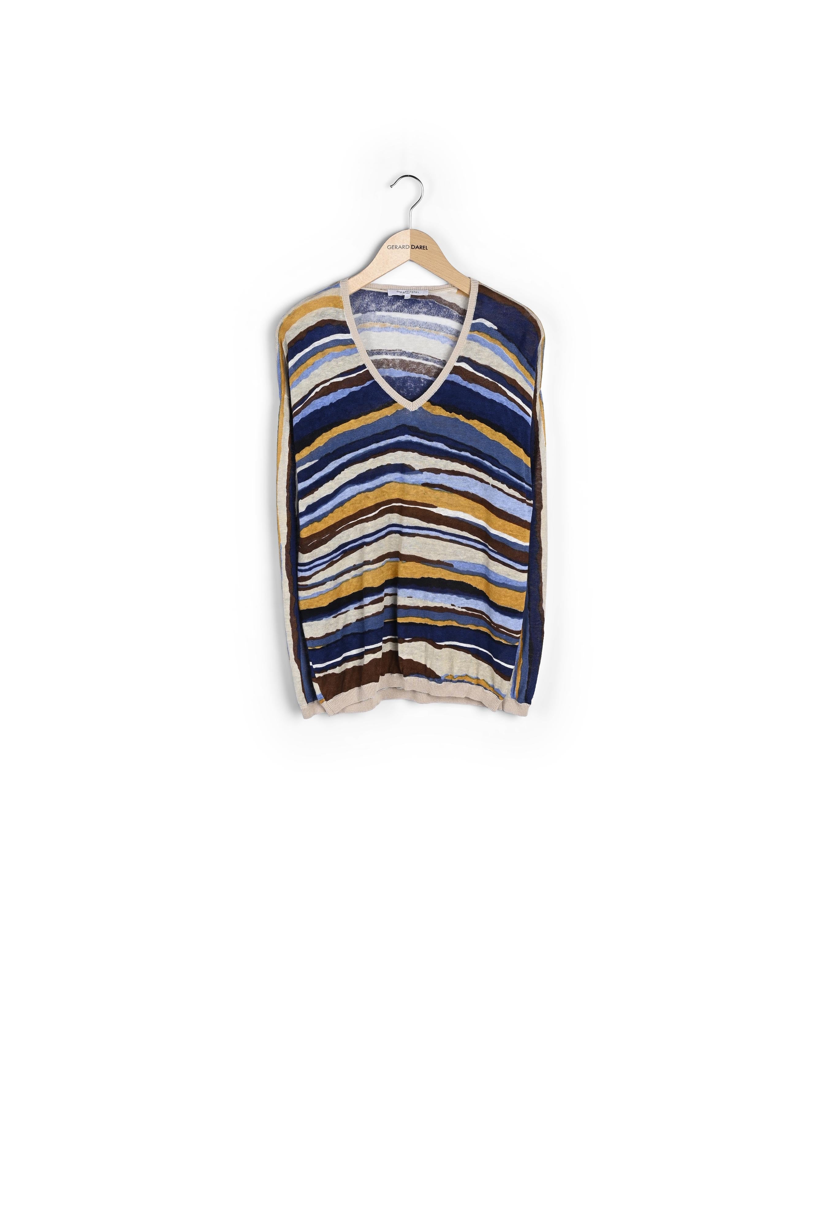 Pull V rayé en lin Faume - seconde main