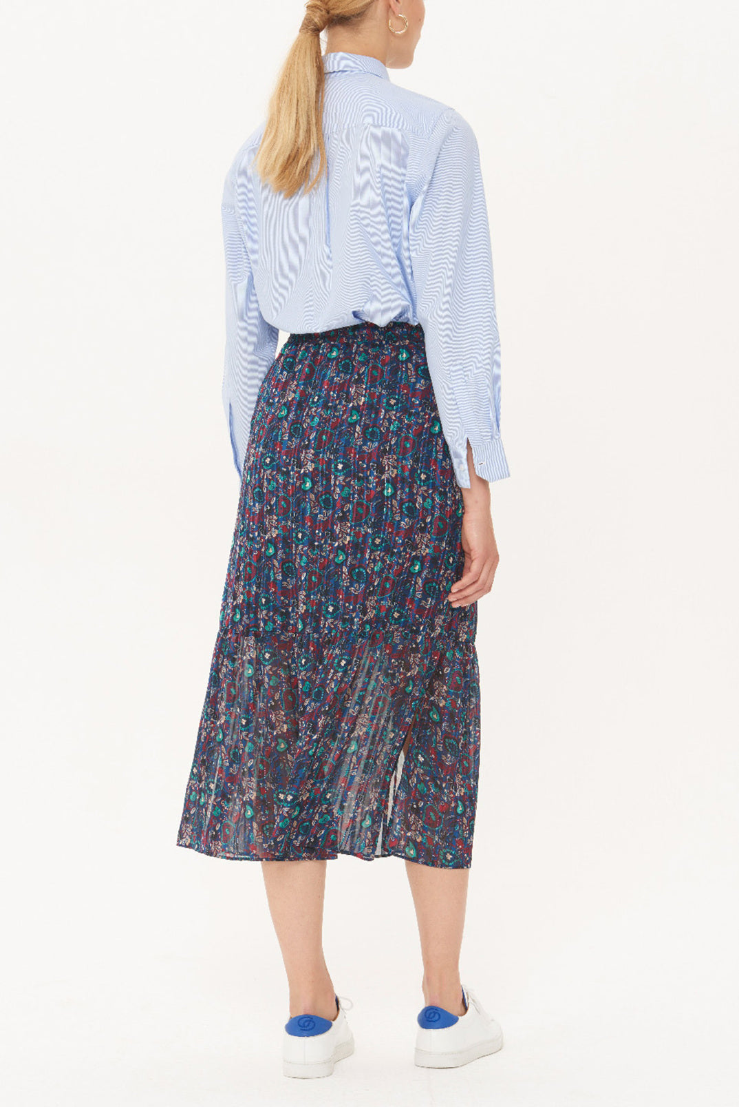 TERRY - Jupe longue en mousseline imprimée et Lurex Faume - seconde main