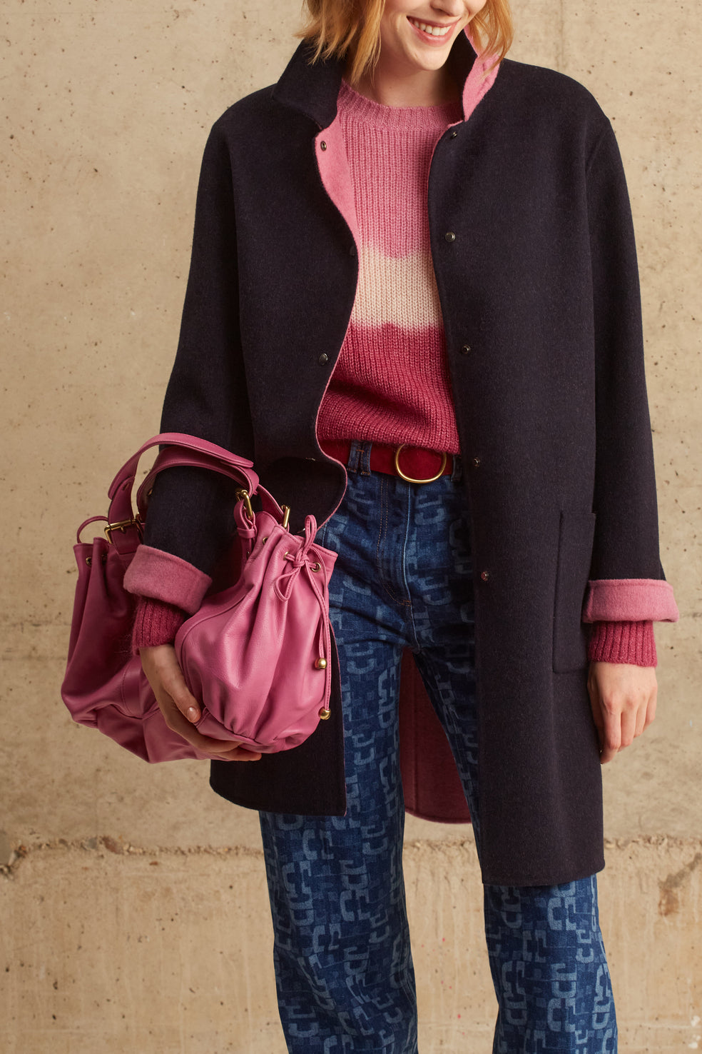 Manteau réversible en laine double face - SAELLE Faume - seconde main