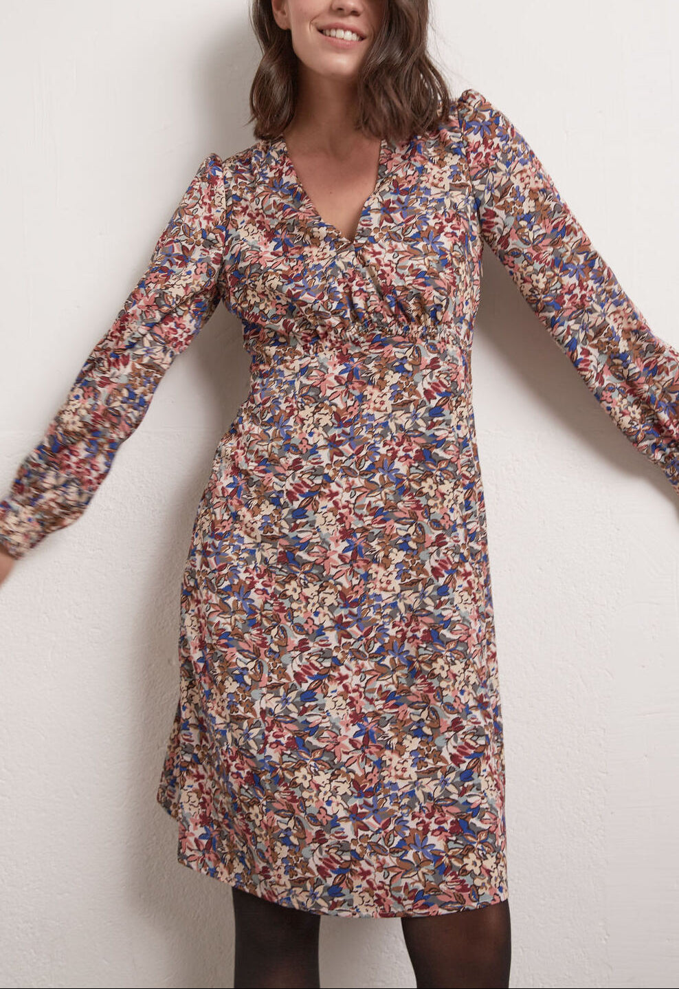 Robe V imprimée avec smocks Faume - seconde main