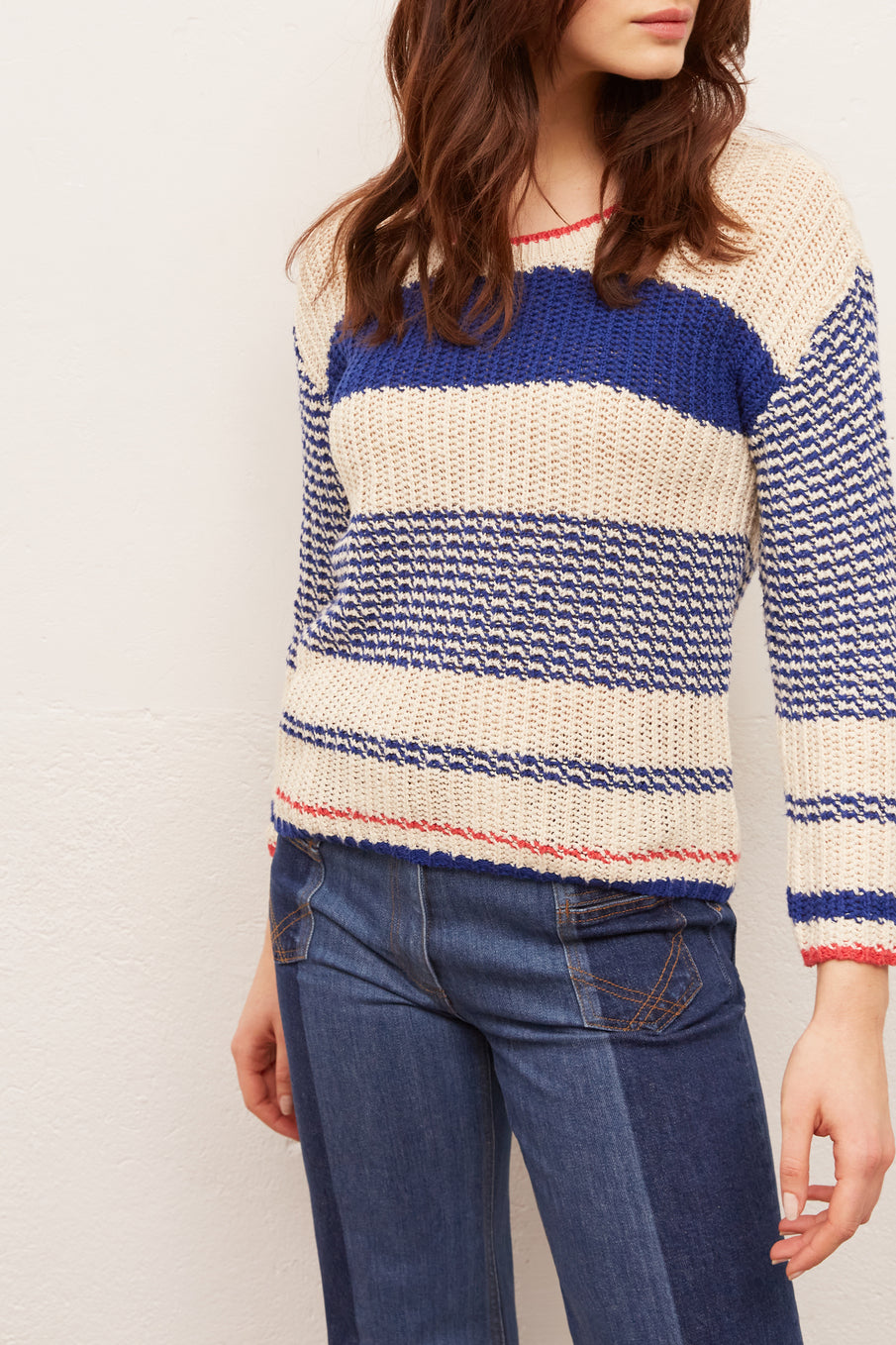 ERMINA - Pull en coton et lin à rayures Faume - seconde main