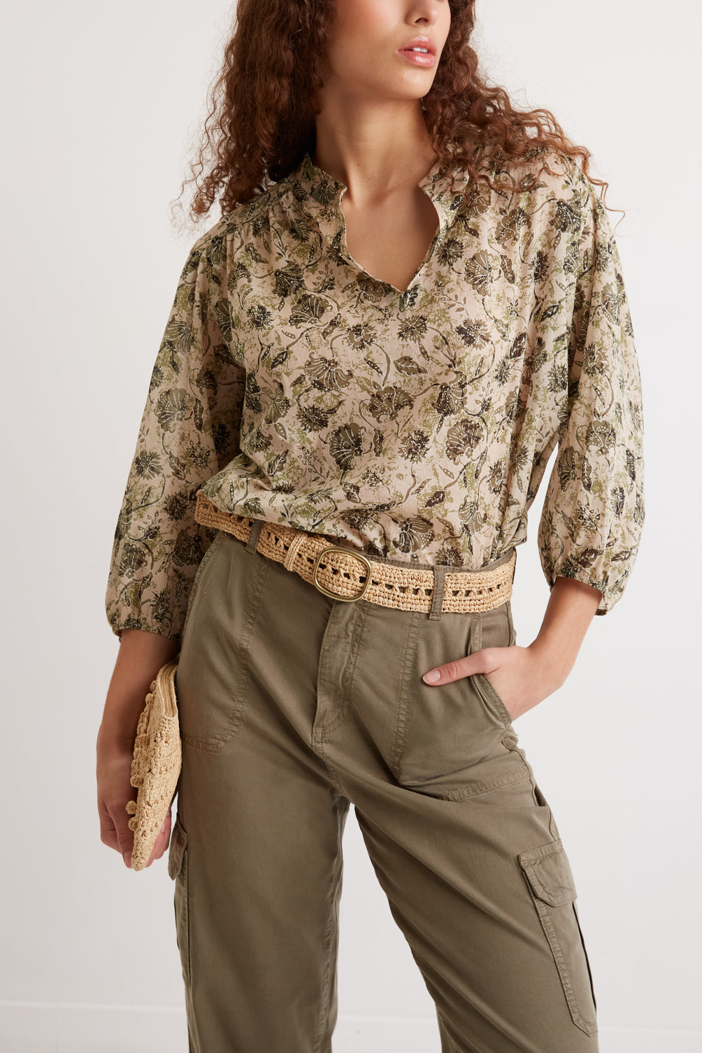 Blouse en voile de coton bicolore - CAPUCINE Faume - seconde main