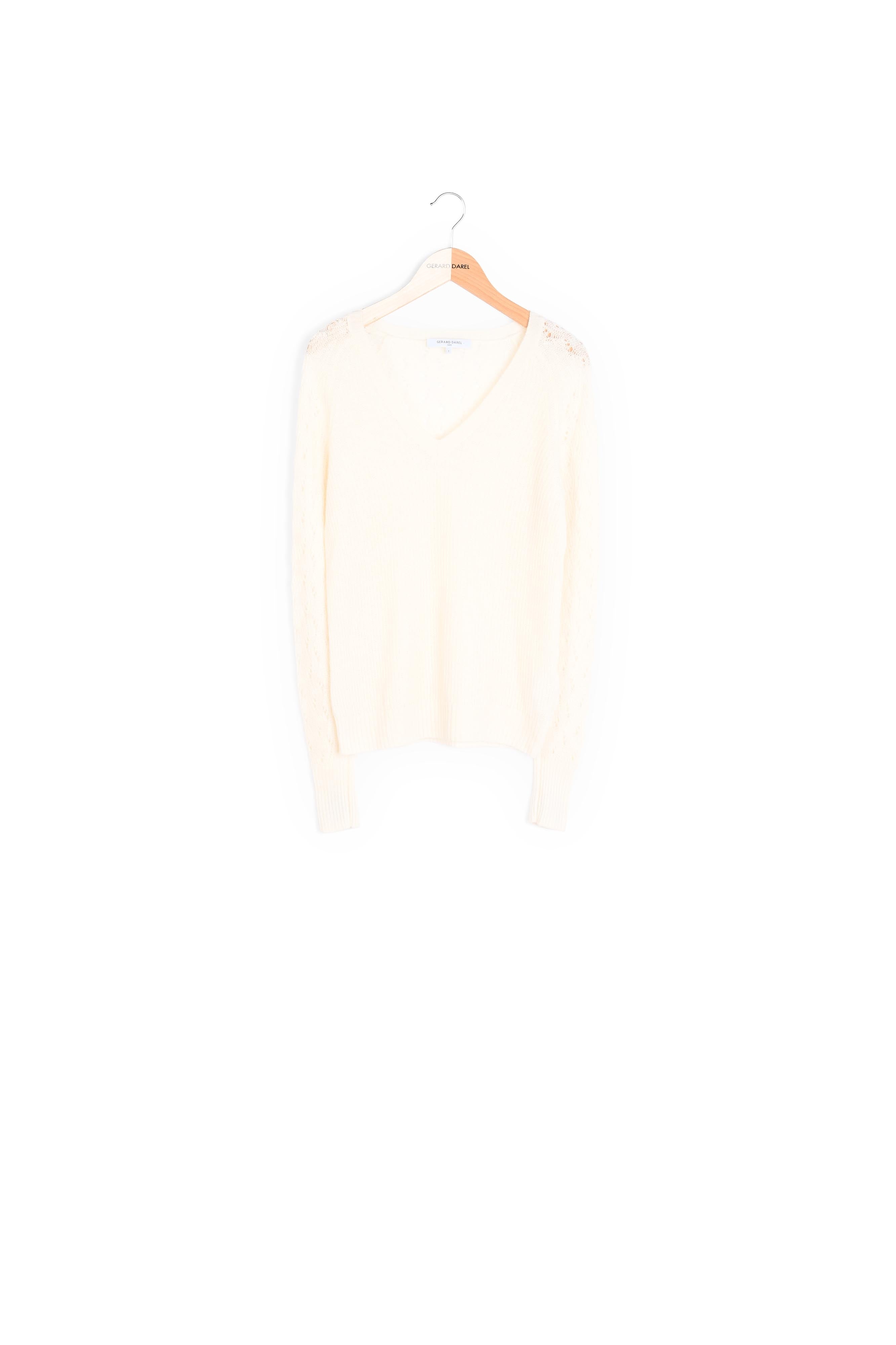 EMY - Pull V en laine et cachemire avec ajours Faume - seconde main