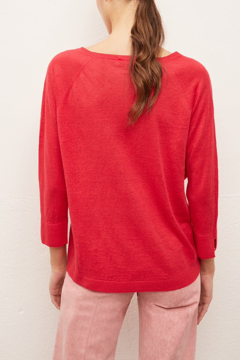 EVANNA - Pull V en lin et soie Faume - seconde main