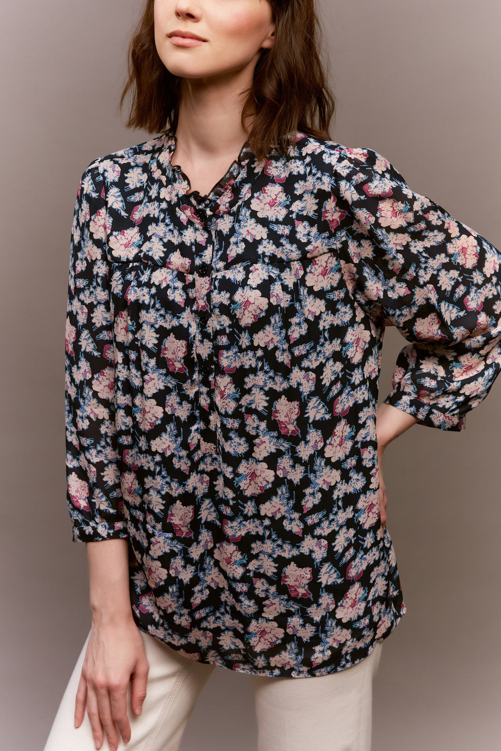 Blouse fluide à l'imprimé floral - CAMELLIA Faume - seconde main