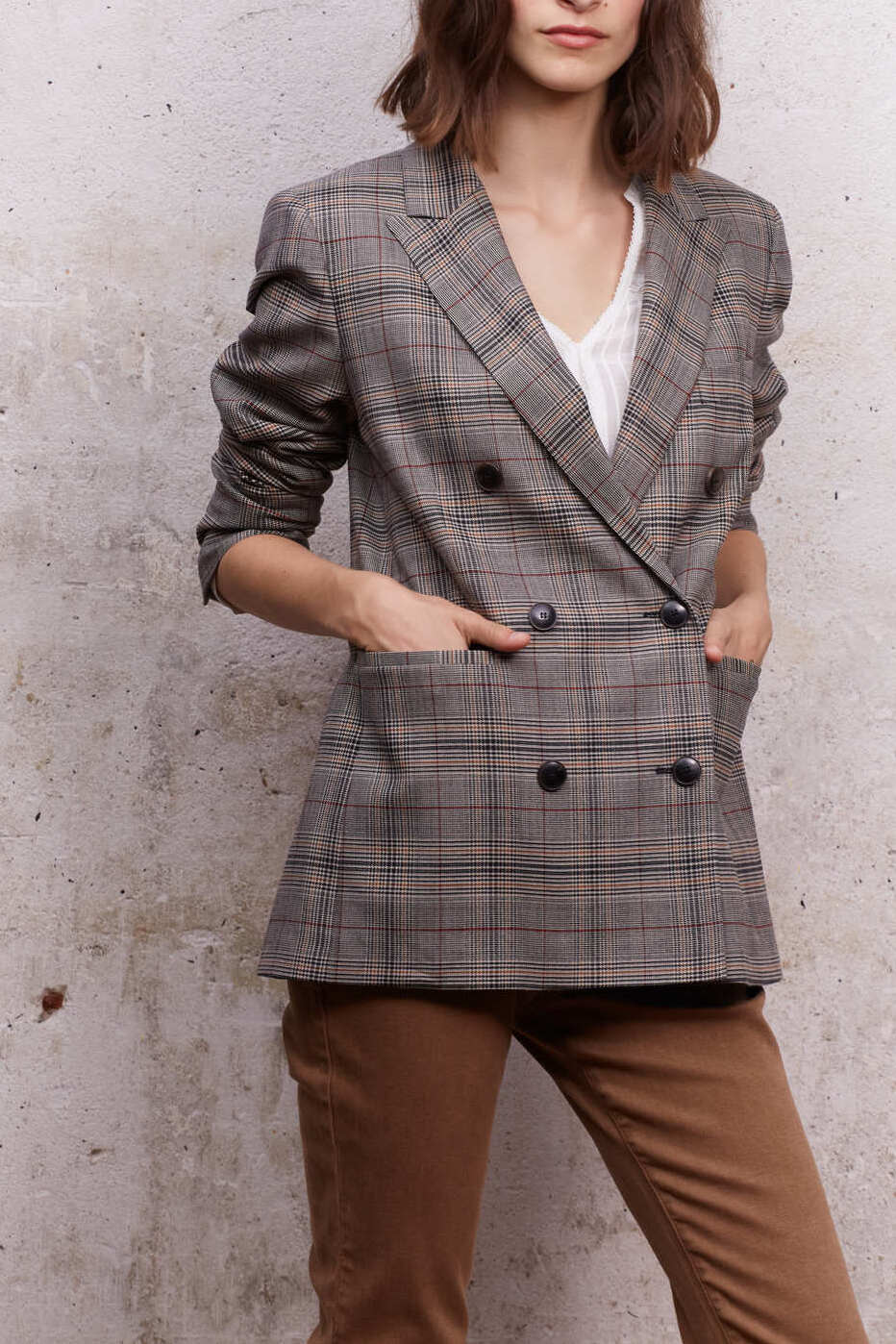 Veste de blazer à imprimé prince de galles - BONNIE Faume - seconde main