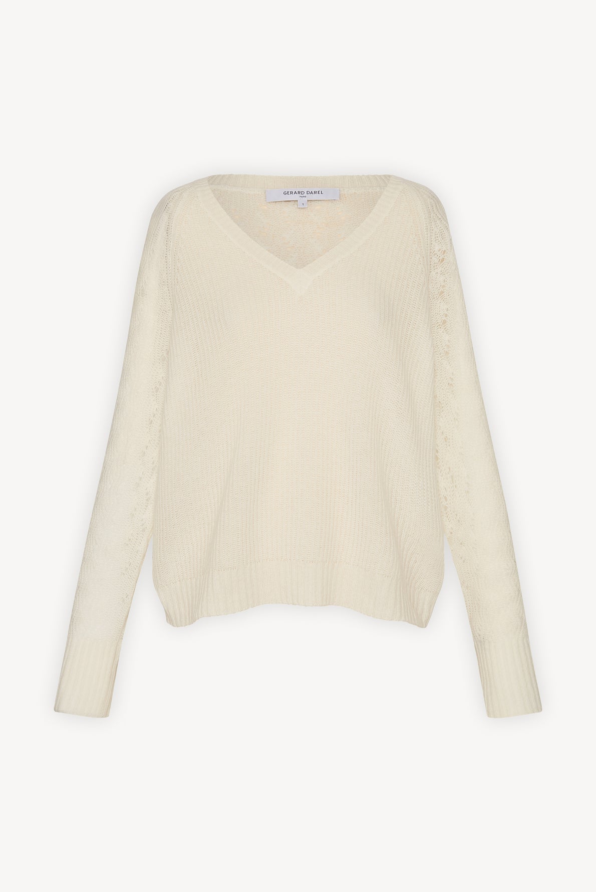 EMY - Pull V en laine et cachemire avec ajours Faume - seconde main