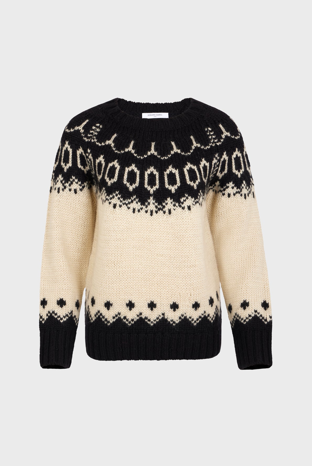Pull d'hiver en laine mélangée et motifs bicolores - LOUNESS Faume - seconde main
