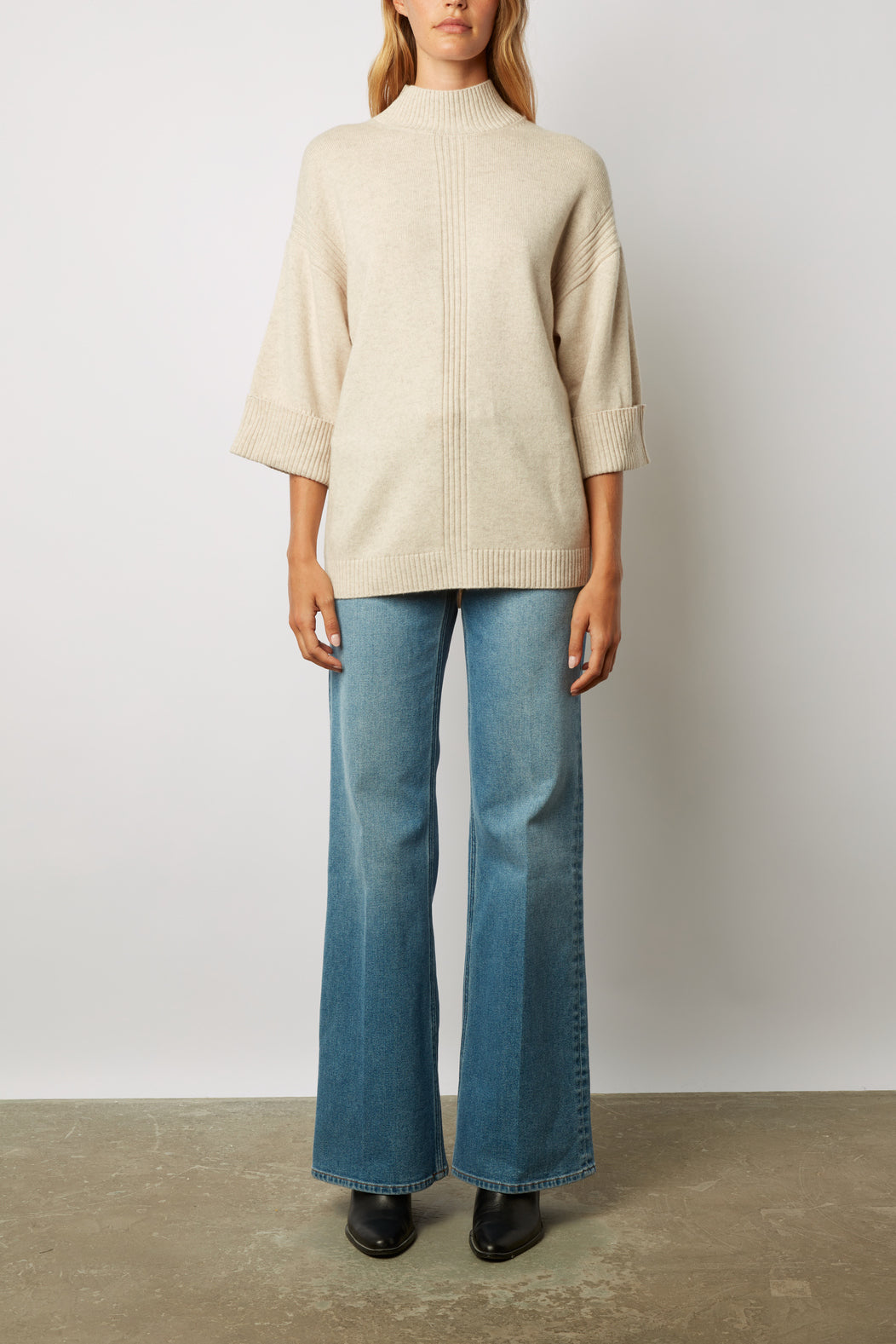 Pull ample à col montant en laine - LAZARINE Faume - seconde main