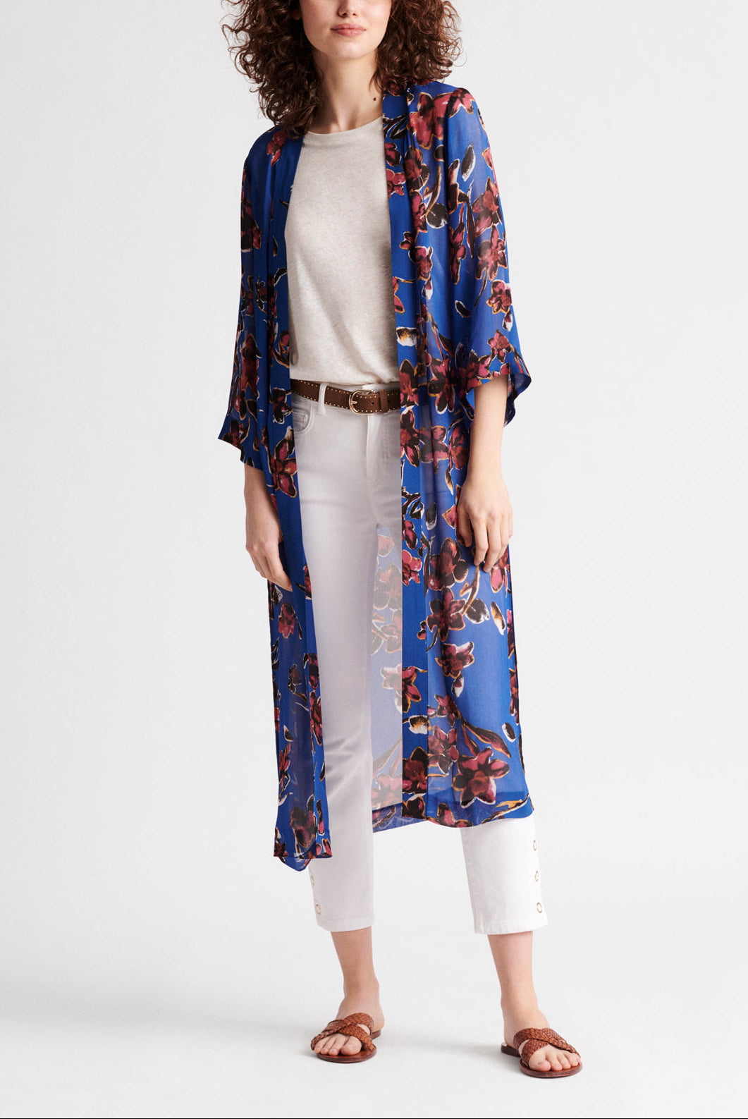 NAYLA - Gilet long et fluide à imprimé floral Faume - seconde main