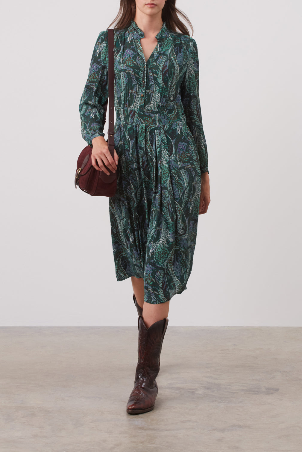 Robe longue en crêpe mousseline imprimé - JOIA Faume - seconde main