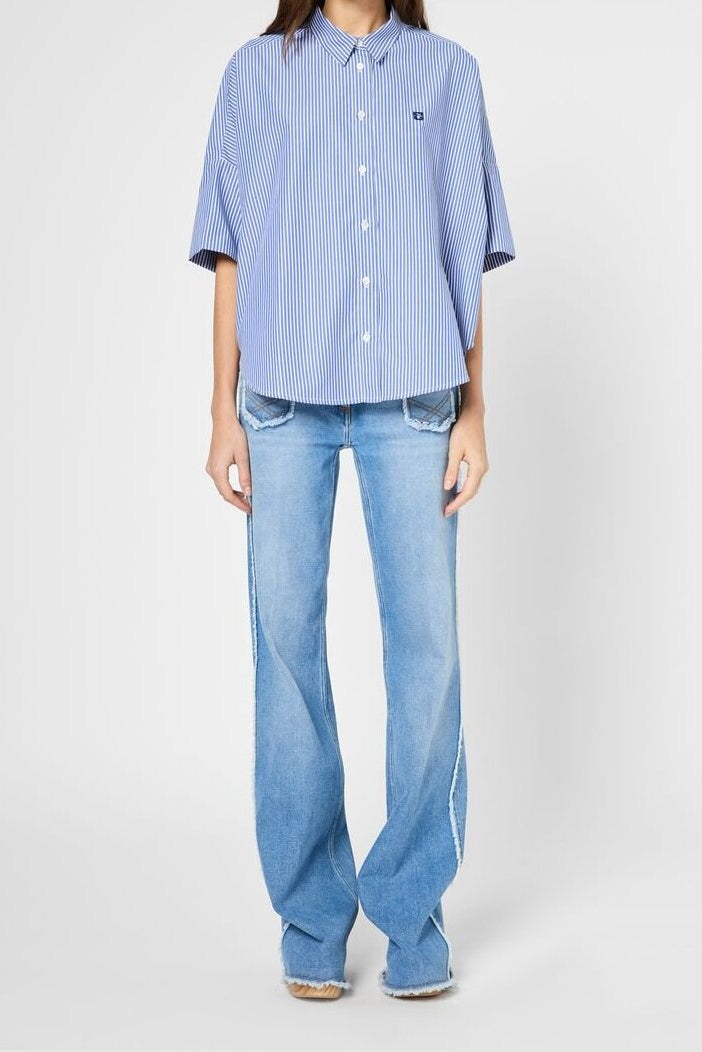 Chemise oversize en popeline rayée - USIS Faume - seconde main