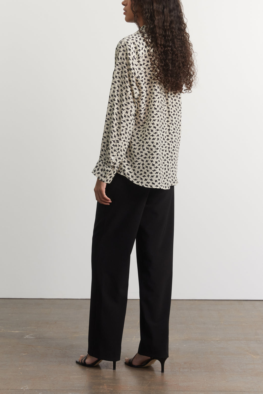 Blouse en soie imprimé oiseaux - CLEA Faume - seconde main