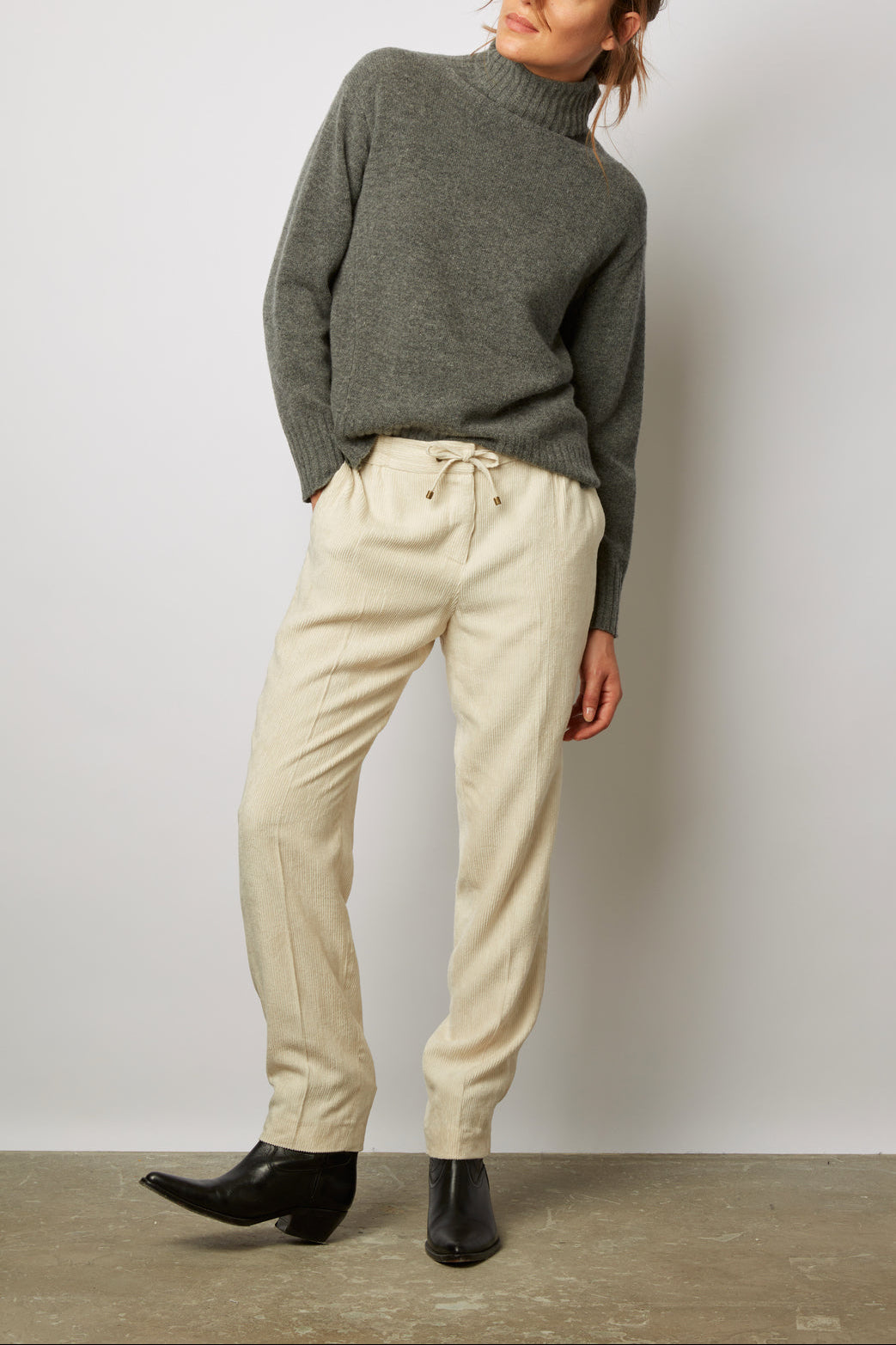 Pantalon fluide en velours côtelé - ELINDA Faume - seconde main