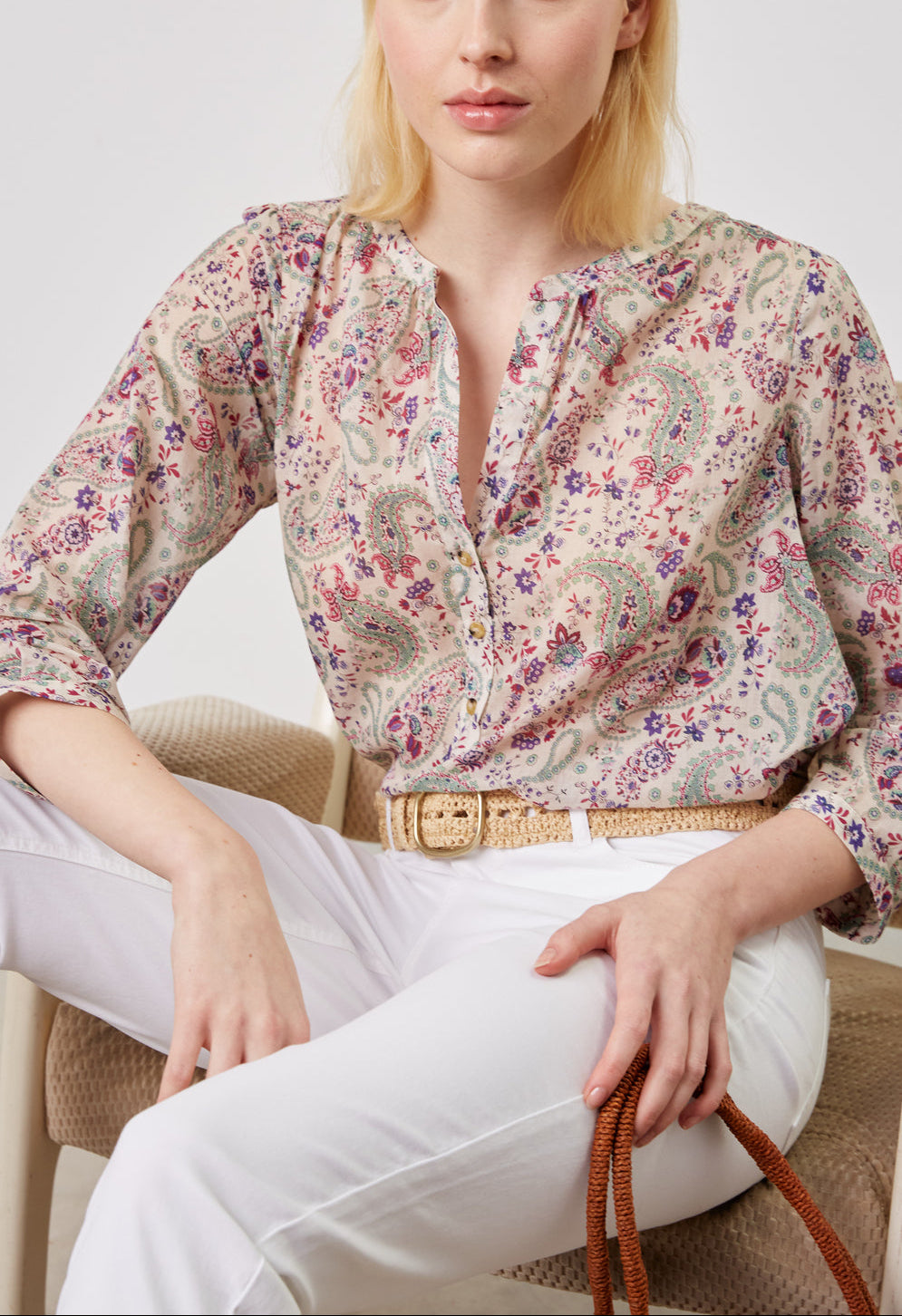 Blouse en voile de coton Bandana -CLAUDE Faume - seconde main