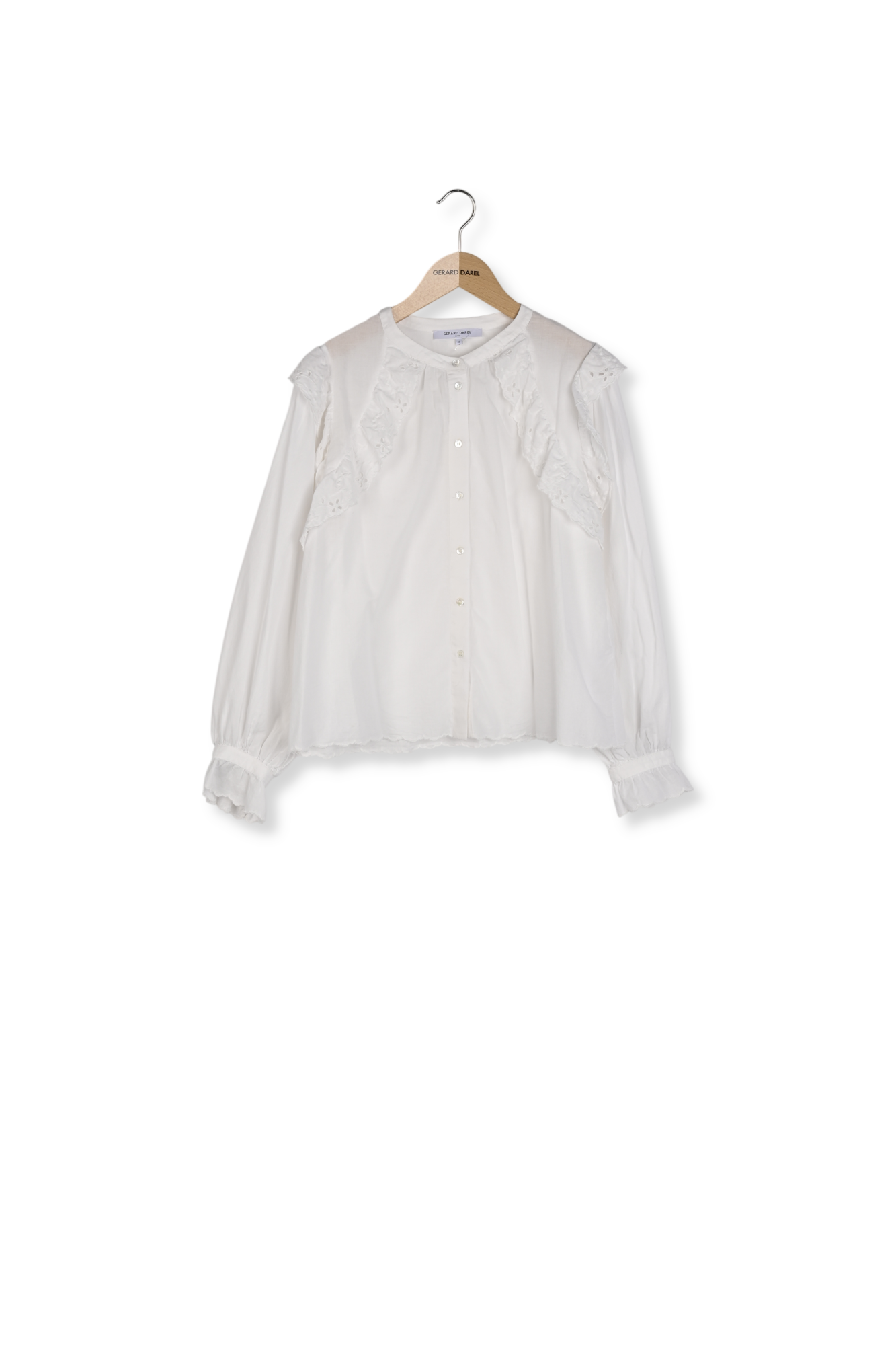 Chemise en coton brodé et volants - CELINE Faume - seconde main
