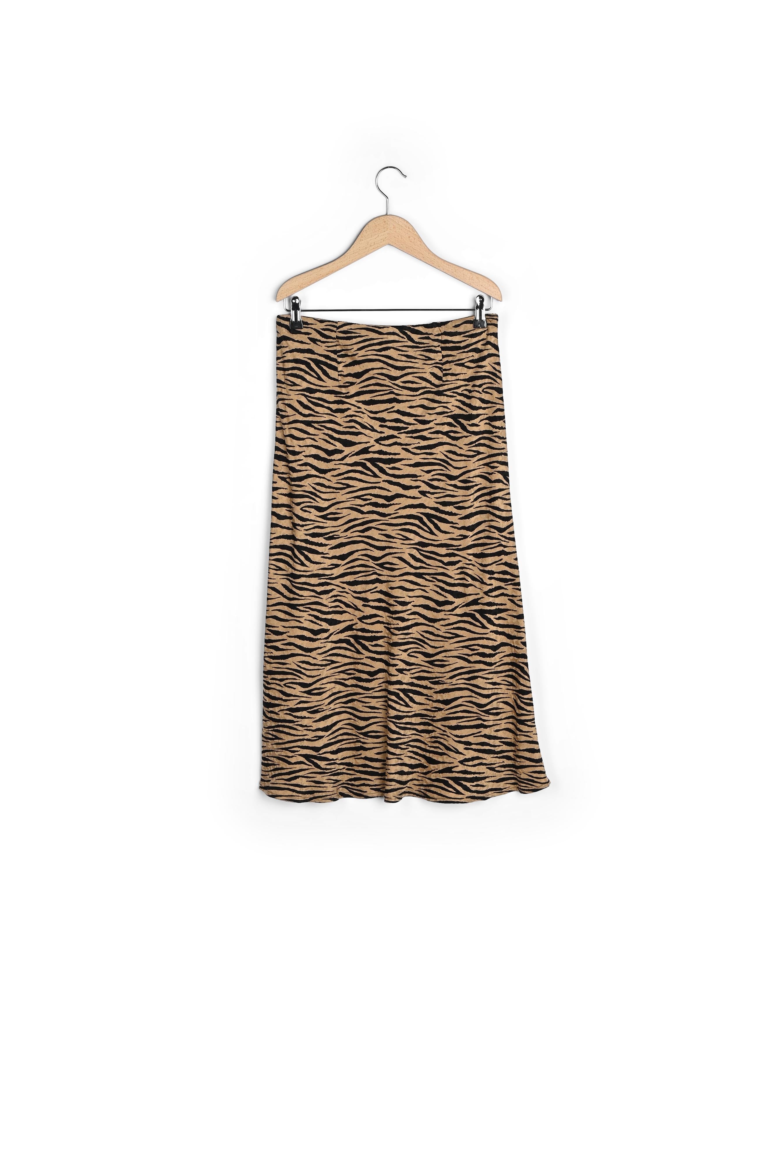 Maria - Jupe midi en cupro à imprimé animalier Faume - seconde main