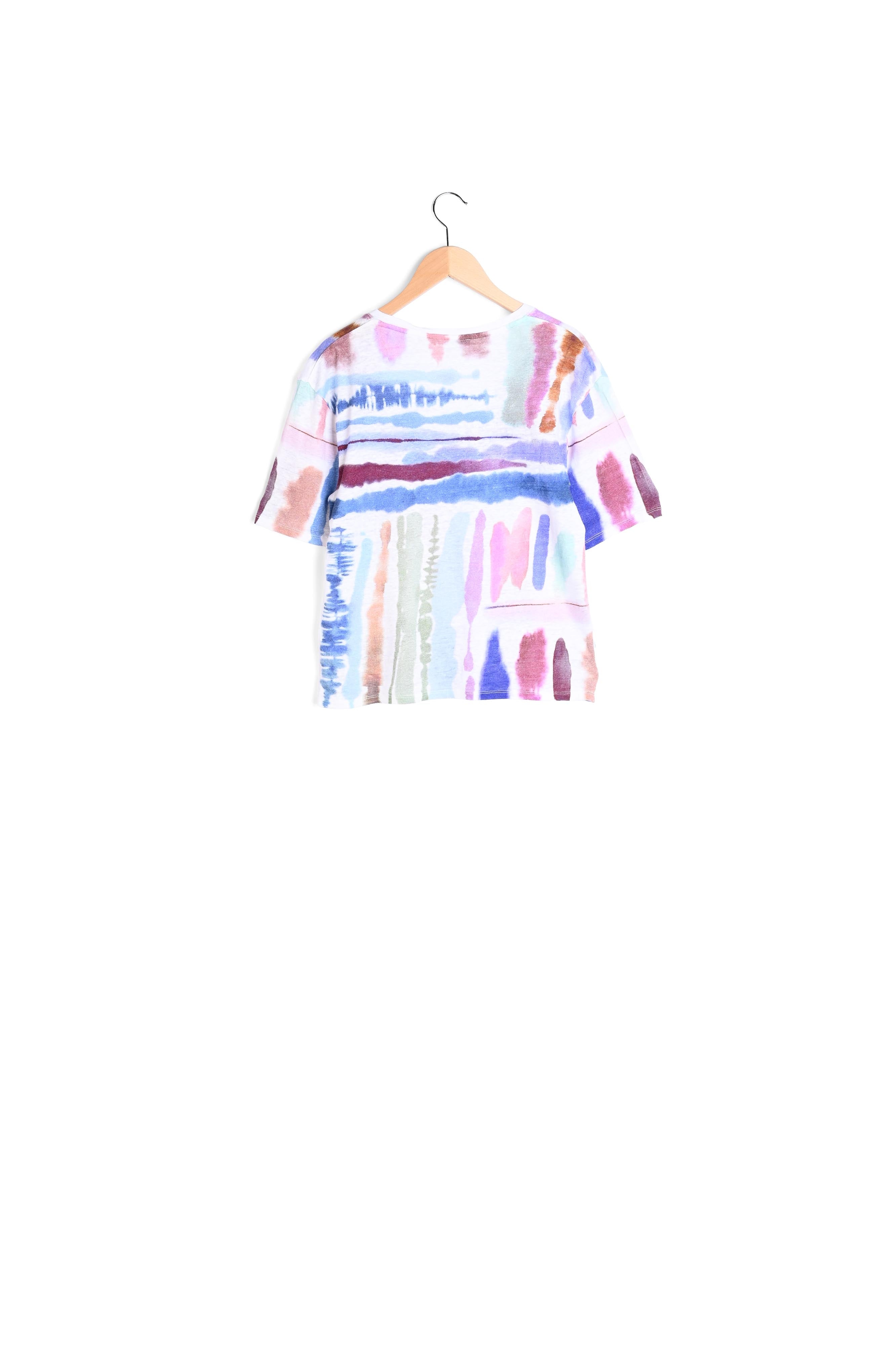 T-Shirt imprimé multicolore en lin - AENORA Faume - seconde main