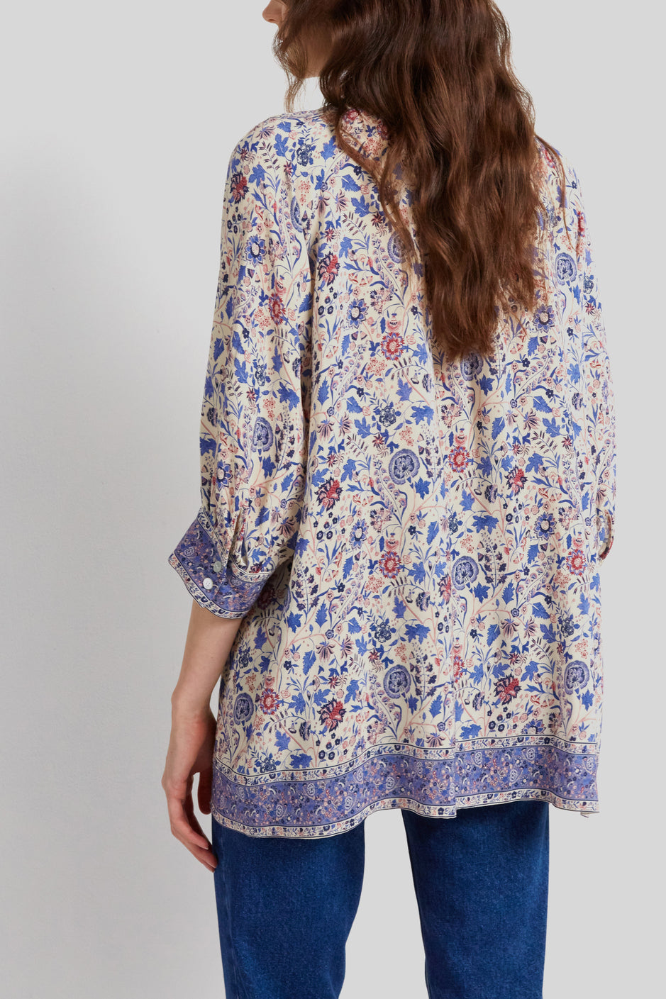 Blouse à motif et finitions contrastées - CAMELLIA Faume - seconde main