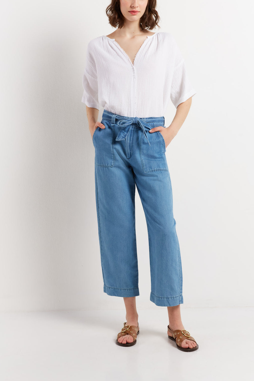 MARISA - Pantalon large 7/8 façon denim Faume - seconde main