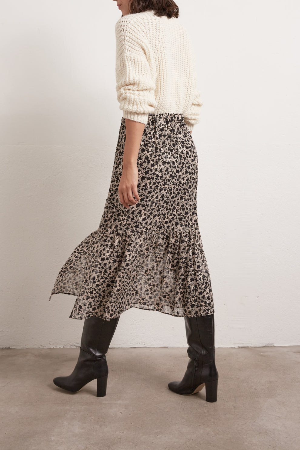 LEA - Jupe midi en mousseline dévorée Faume - seconde main